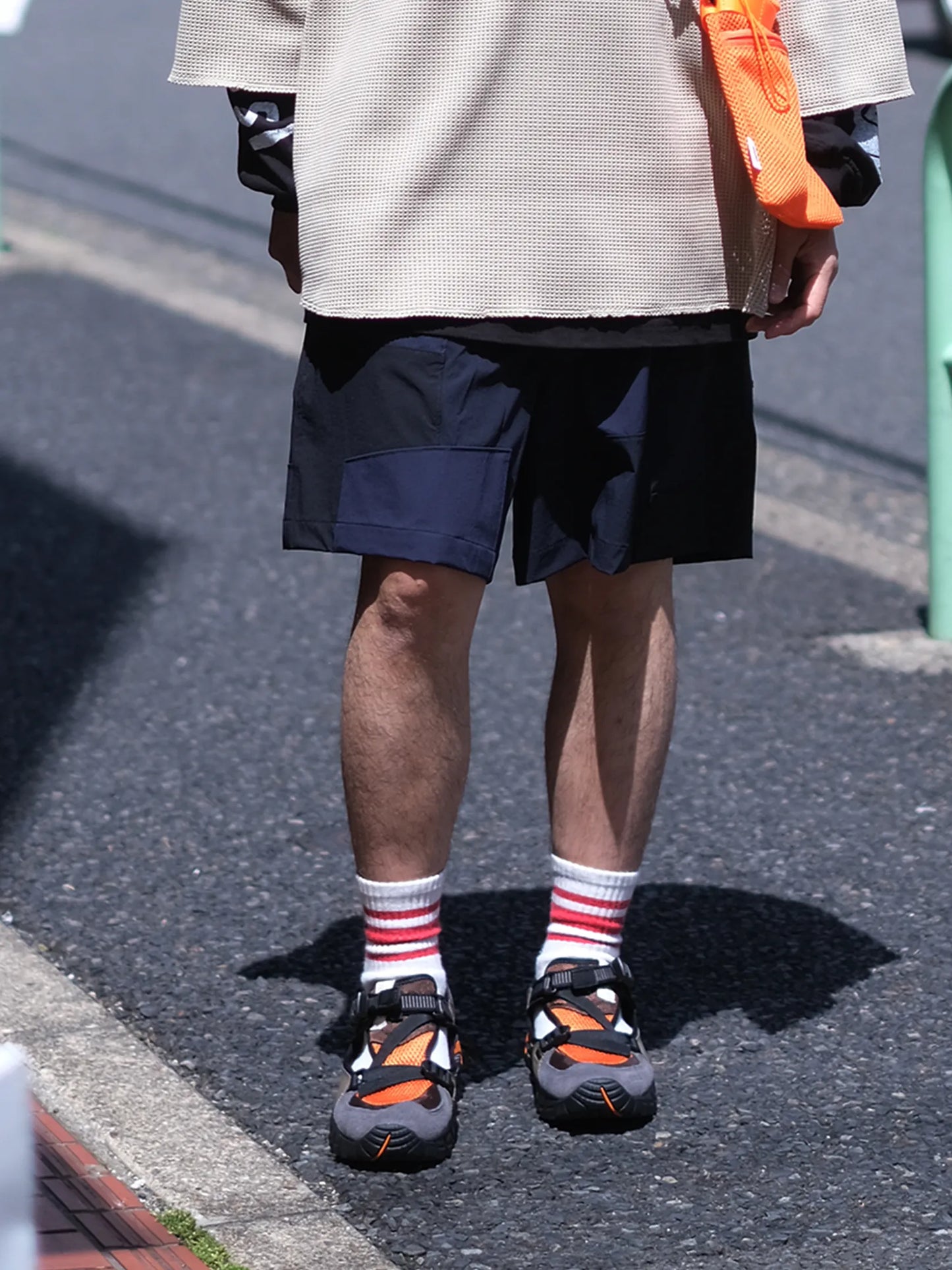 UNFRM "2WAY STRETCH PATCHWORK BAGGY SHORTS(2colors)"