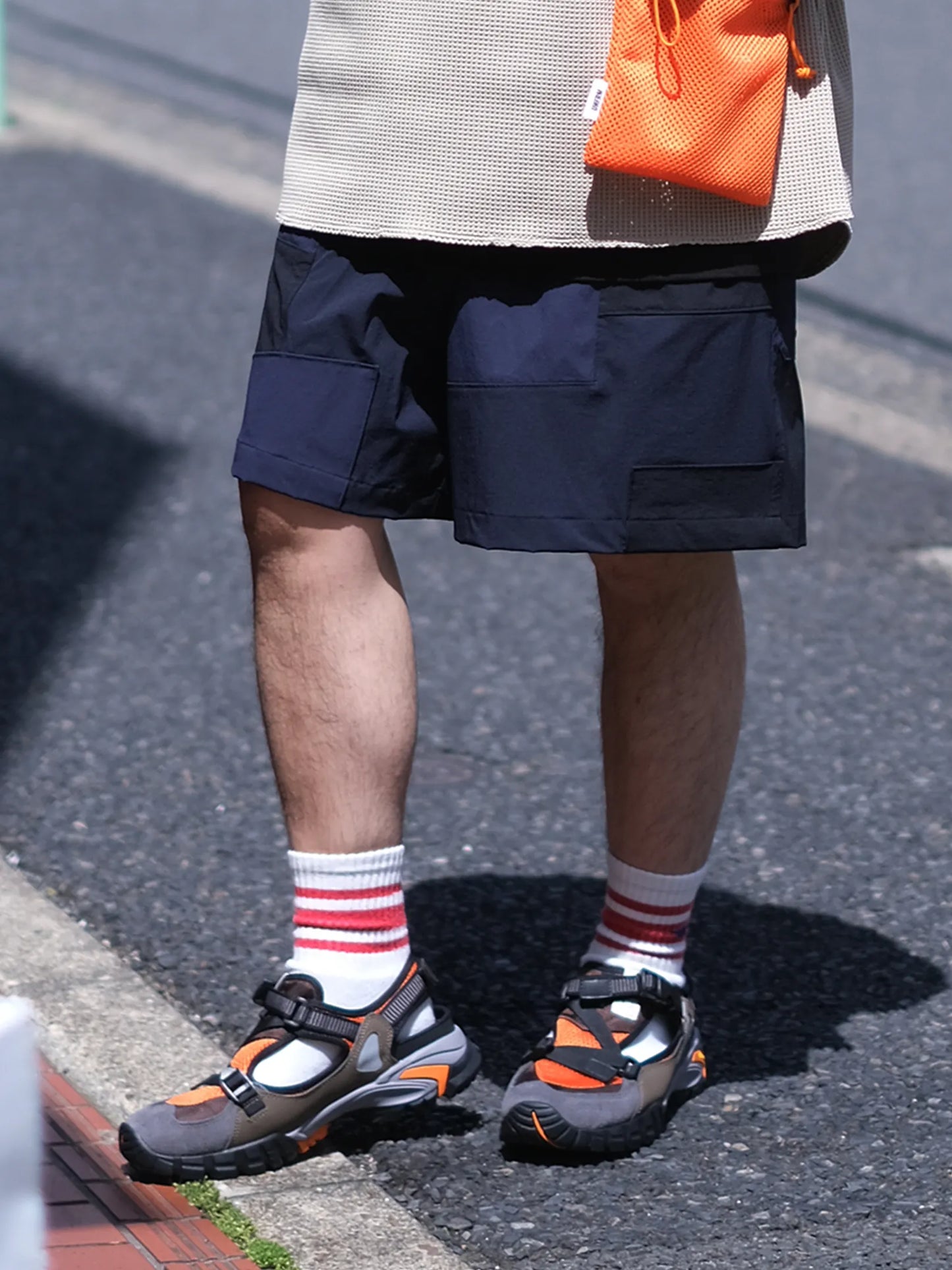 UNFRM "2WAY STRETCH PATCHWORK BAGGY SHORTS(2colors)"