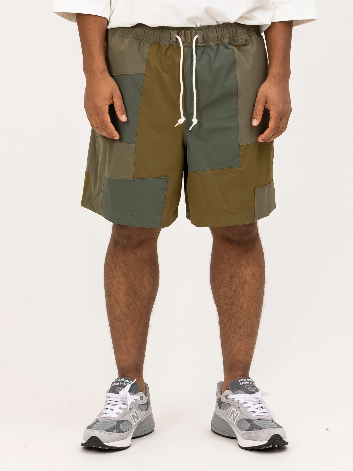 UNFRM "2WAY STRETCH PATCHWORK BAGGY SHORTS(2colors)"