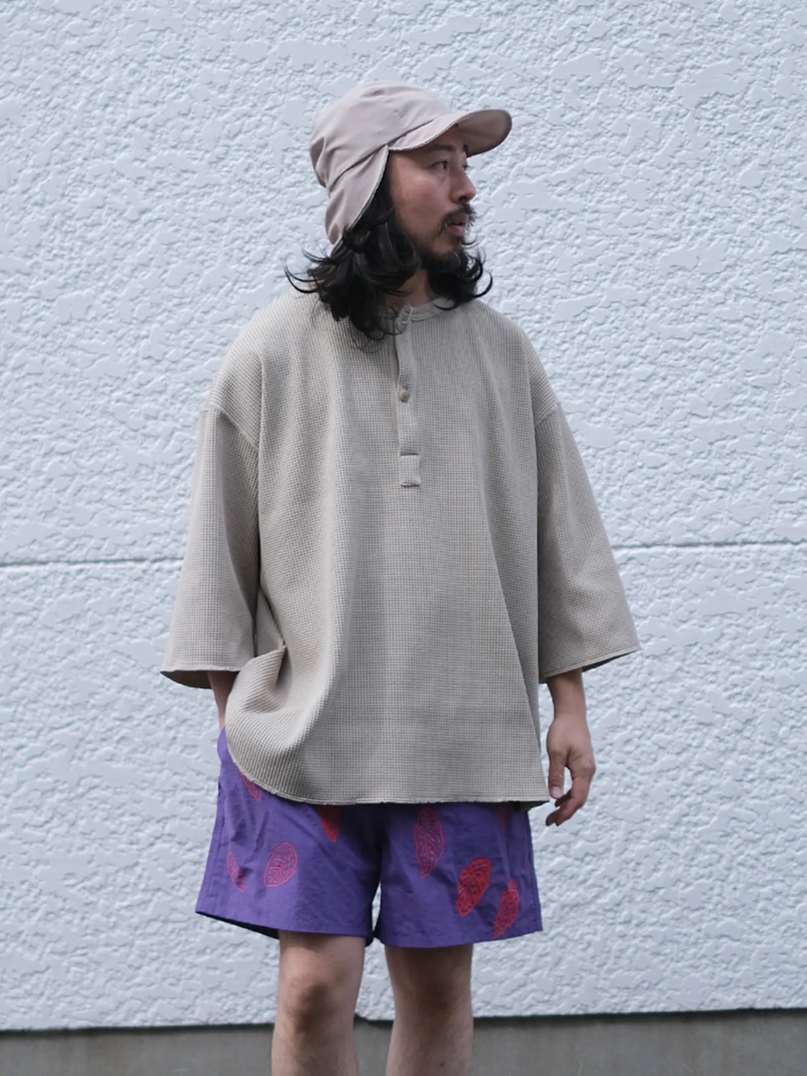 UNFRM "IRM WAFFLE THERMAL 6/10 HENRY NECK WIDE SHIRT(2colors)"