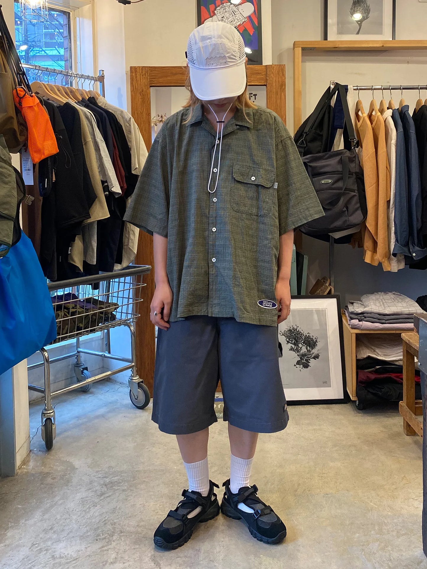 SEDAN ALL-PURPOSE "Dobby Plaid Open Collar S/S Shirt"
