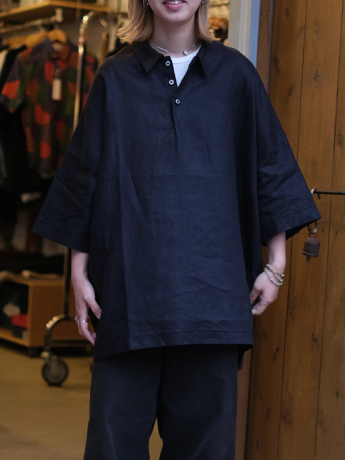 maillot mature "linen big polo shirt-Tee"