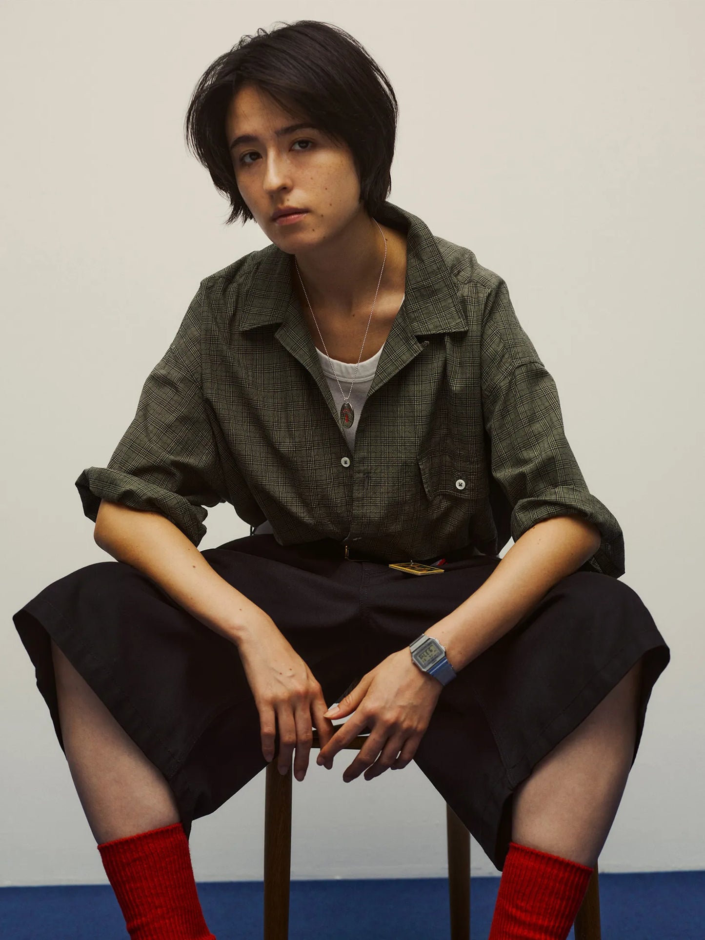 SEDAN ALL-PURPOSE "Dobby Plaid Open Collar S/S Shirt"