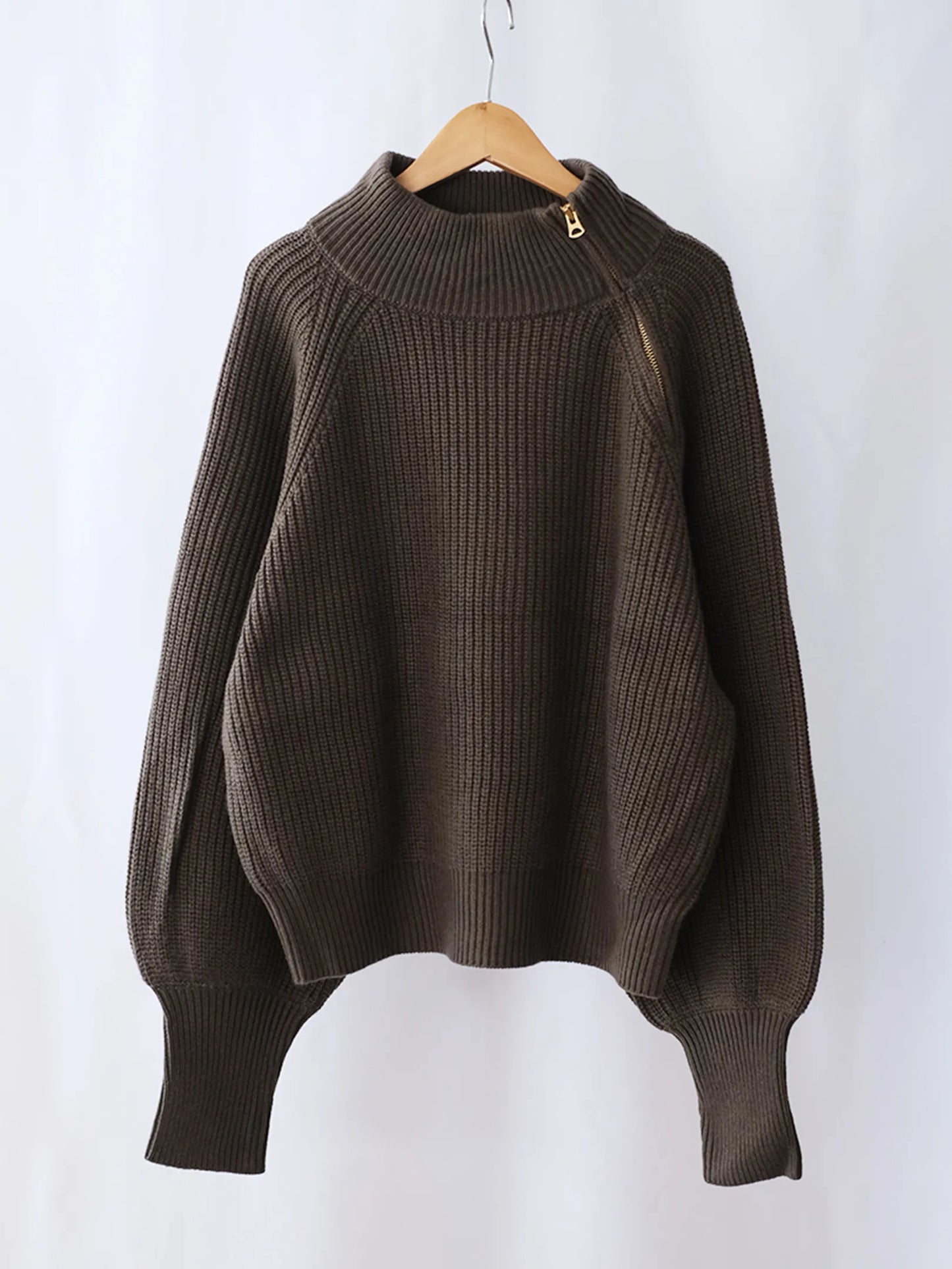 Kha:ki "HALF ZIP MIL KNIT TOP"