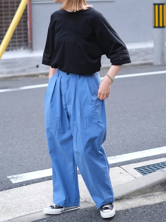 THE SUNNY "NYLON OX THREE TUCK PANTS / BLUE"