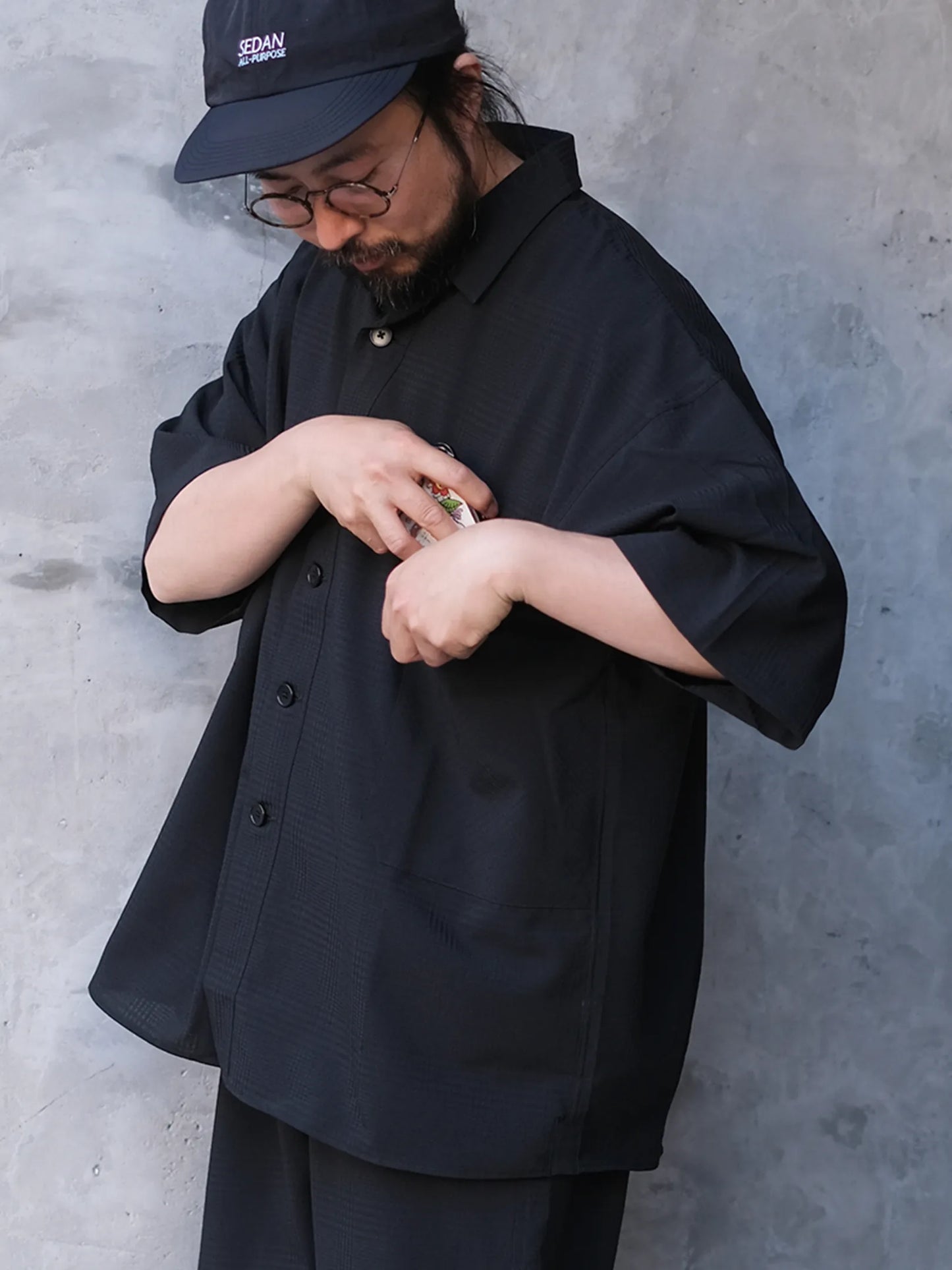 maillot  "shadow  check s/s big shirt(2colors)"