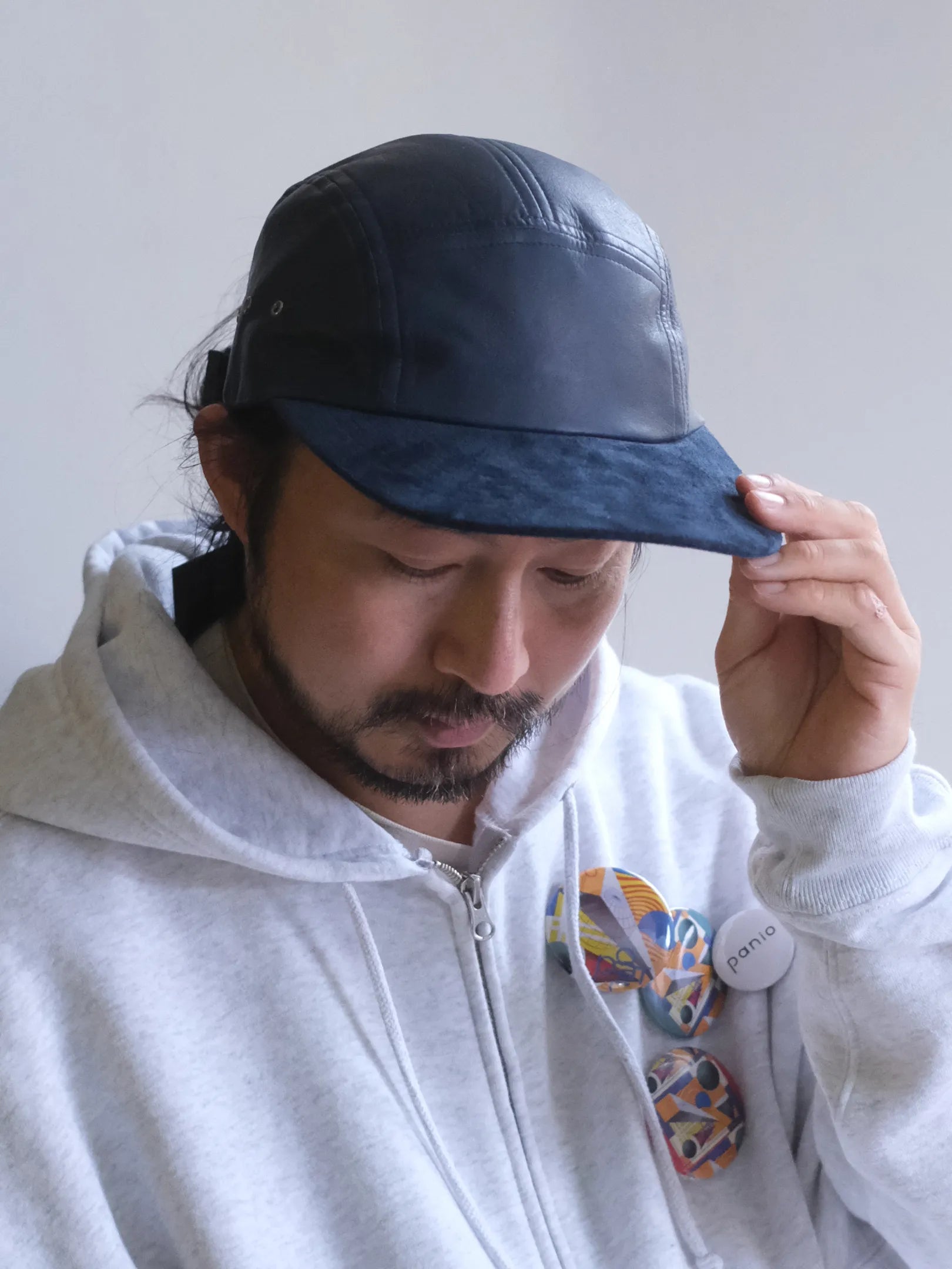 A.D.A.N "LEATHER 2TONE JET CAP"