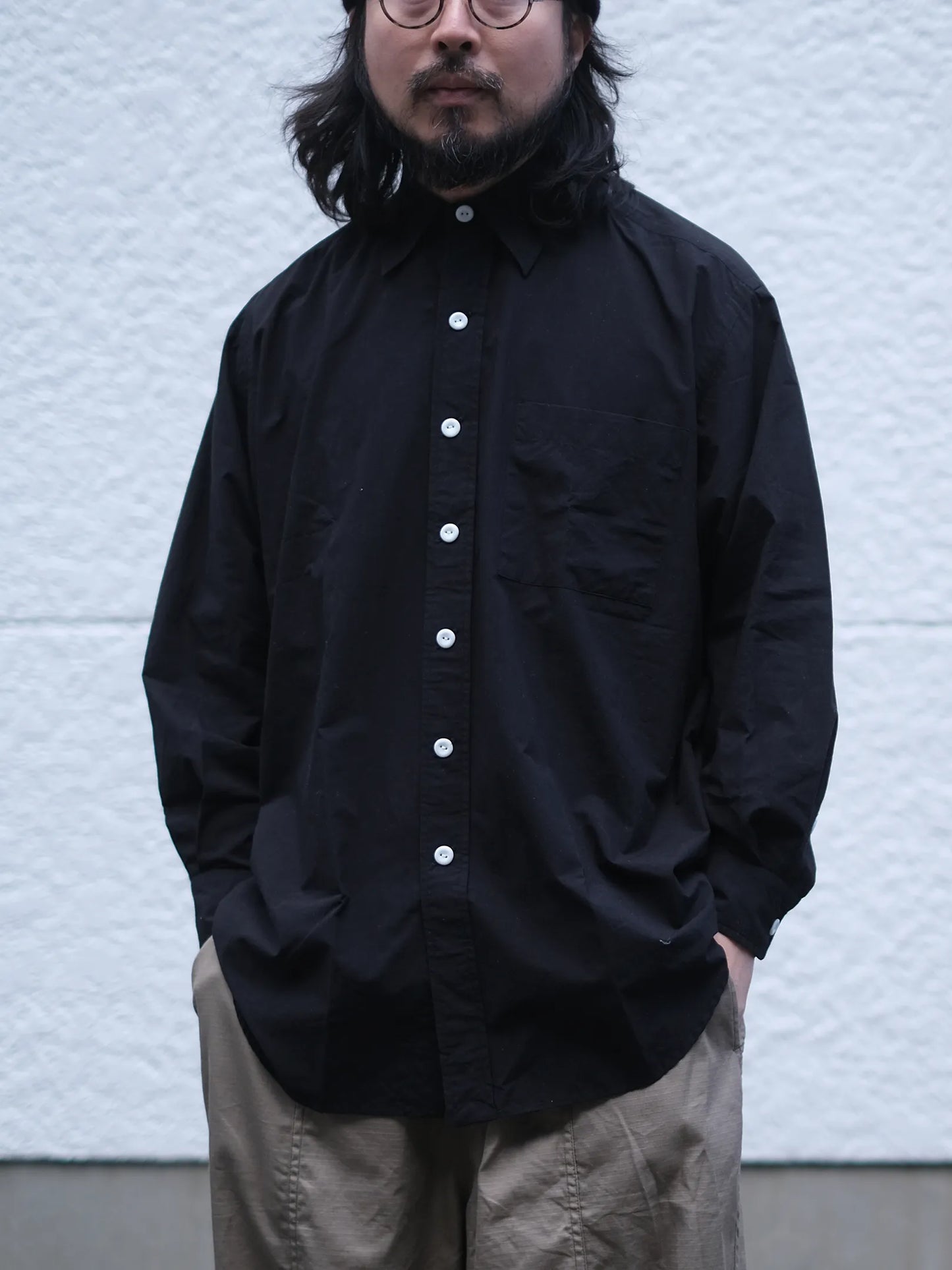 SOWBOW "蒼氓シャツ/G ROUND BOTTOM RC SHIRT(COTTON/SILK)"