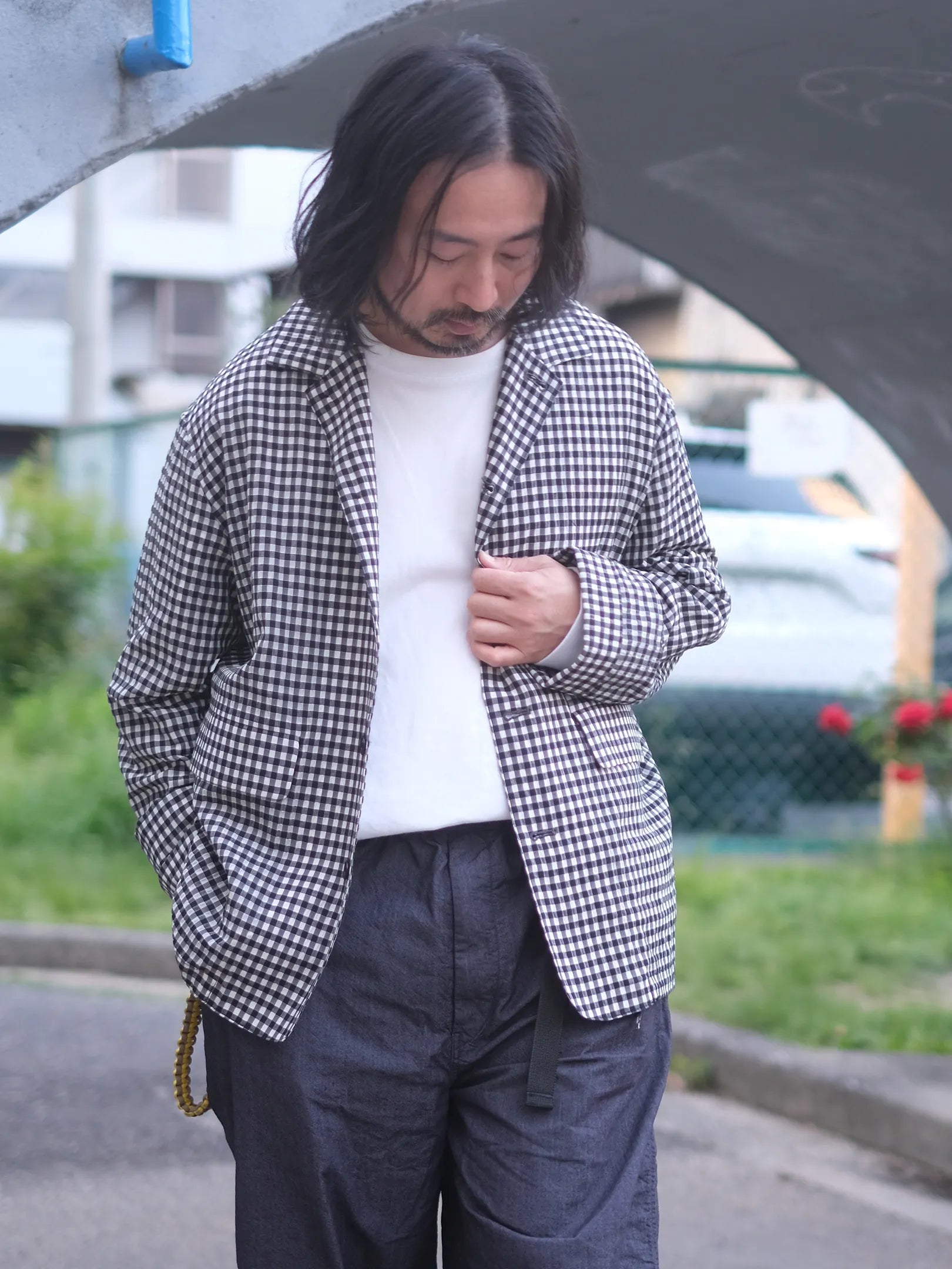 manon "GINGHAM CHECK SPINDLE JKT"