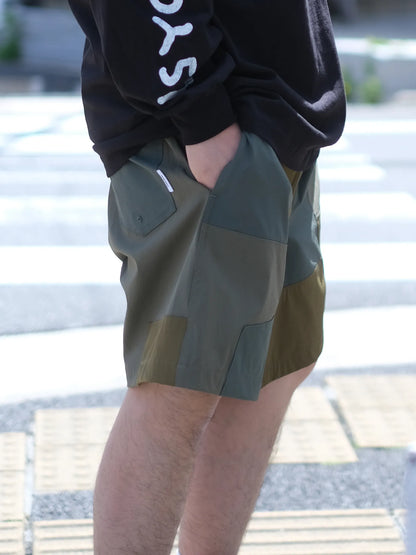 UNFRM "2WAY STRETCH PATCHWORK BAGGY SHORTS(2colors)"