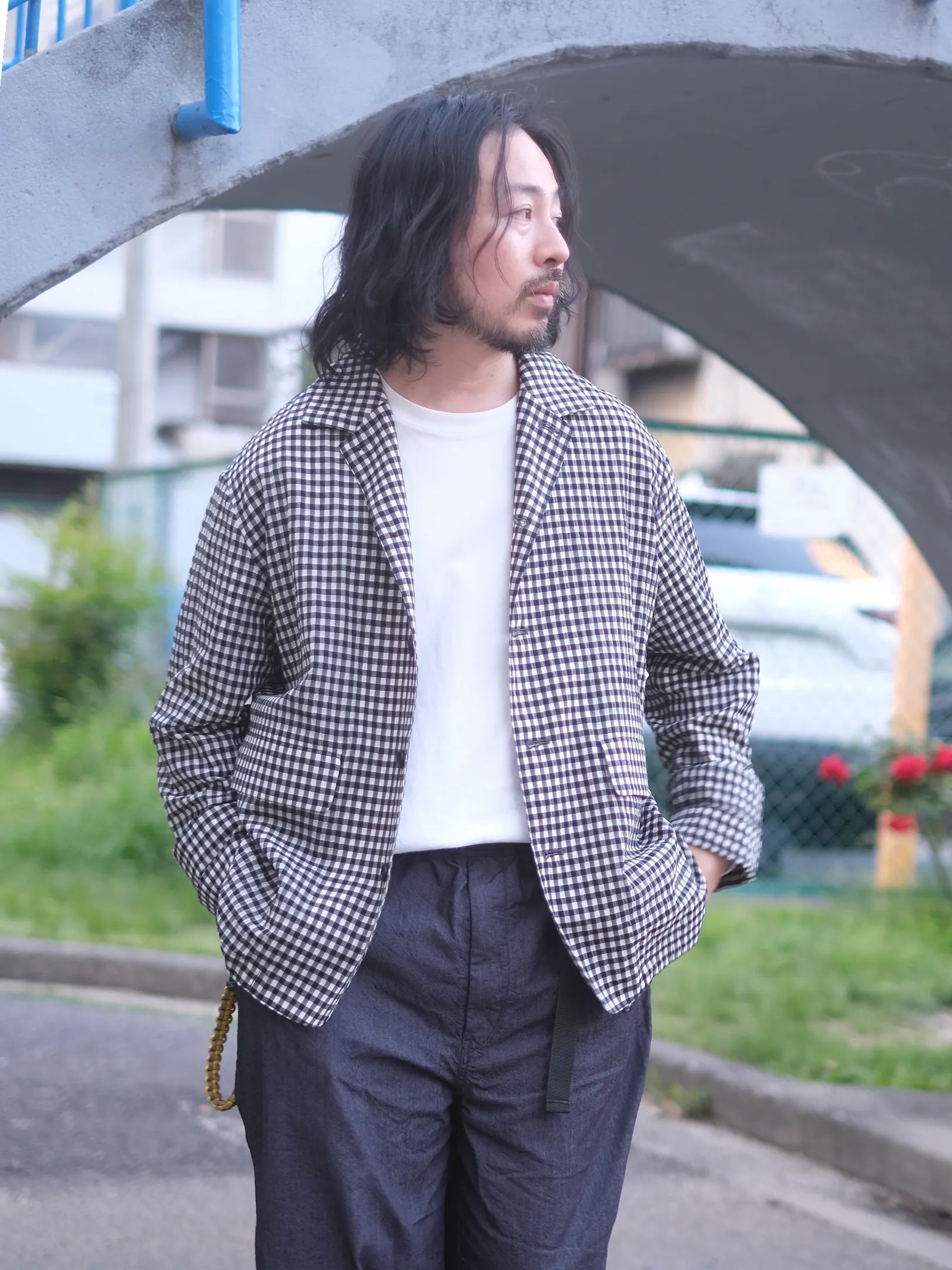 manon "GINGHAM CHECK SPINDLE JKT"