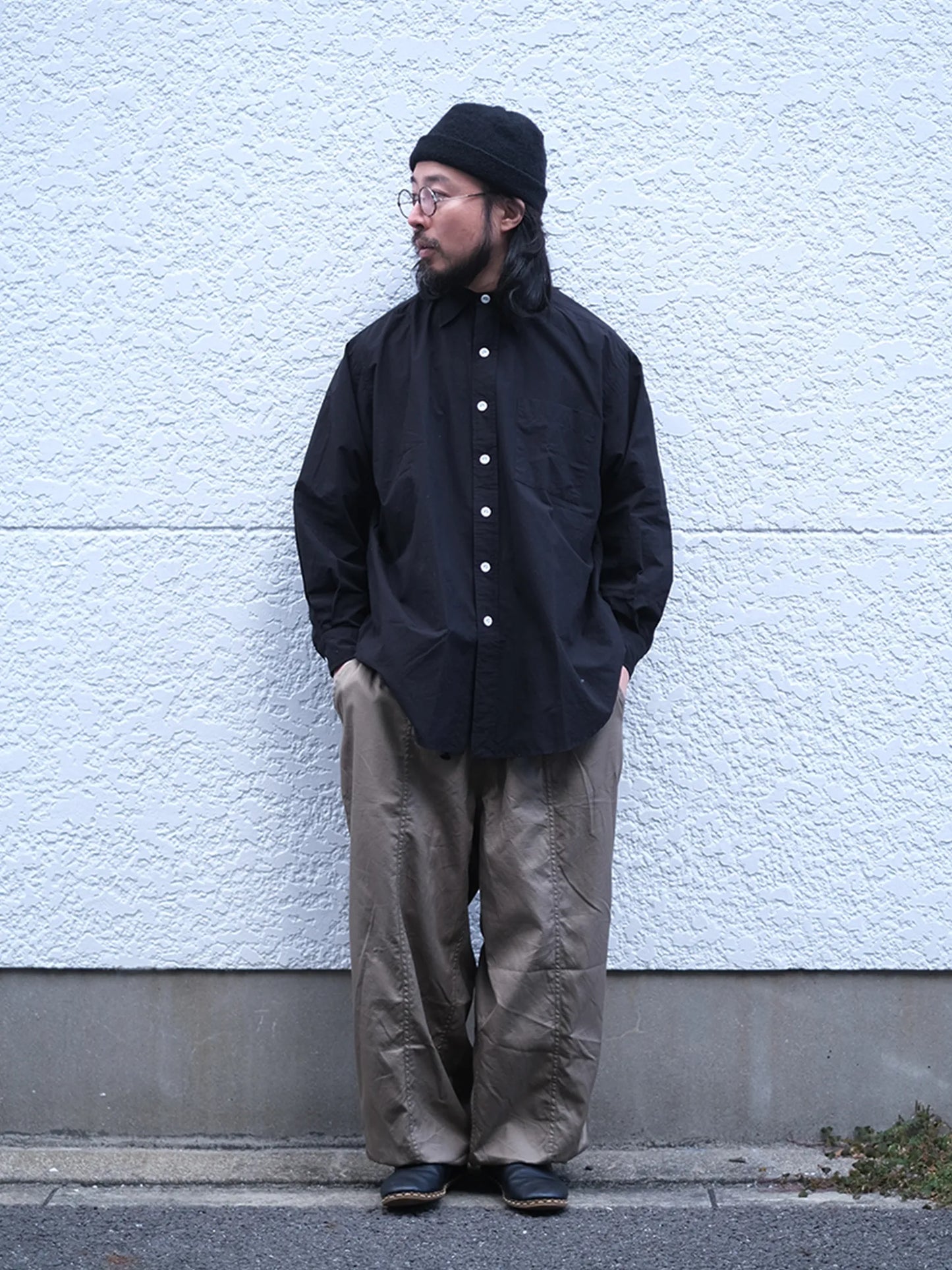 SOWBOW "蒼氓シャツ/G ROUND BOTTOM RC SHIRT(COTTON/SILK)"