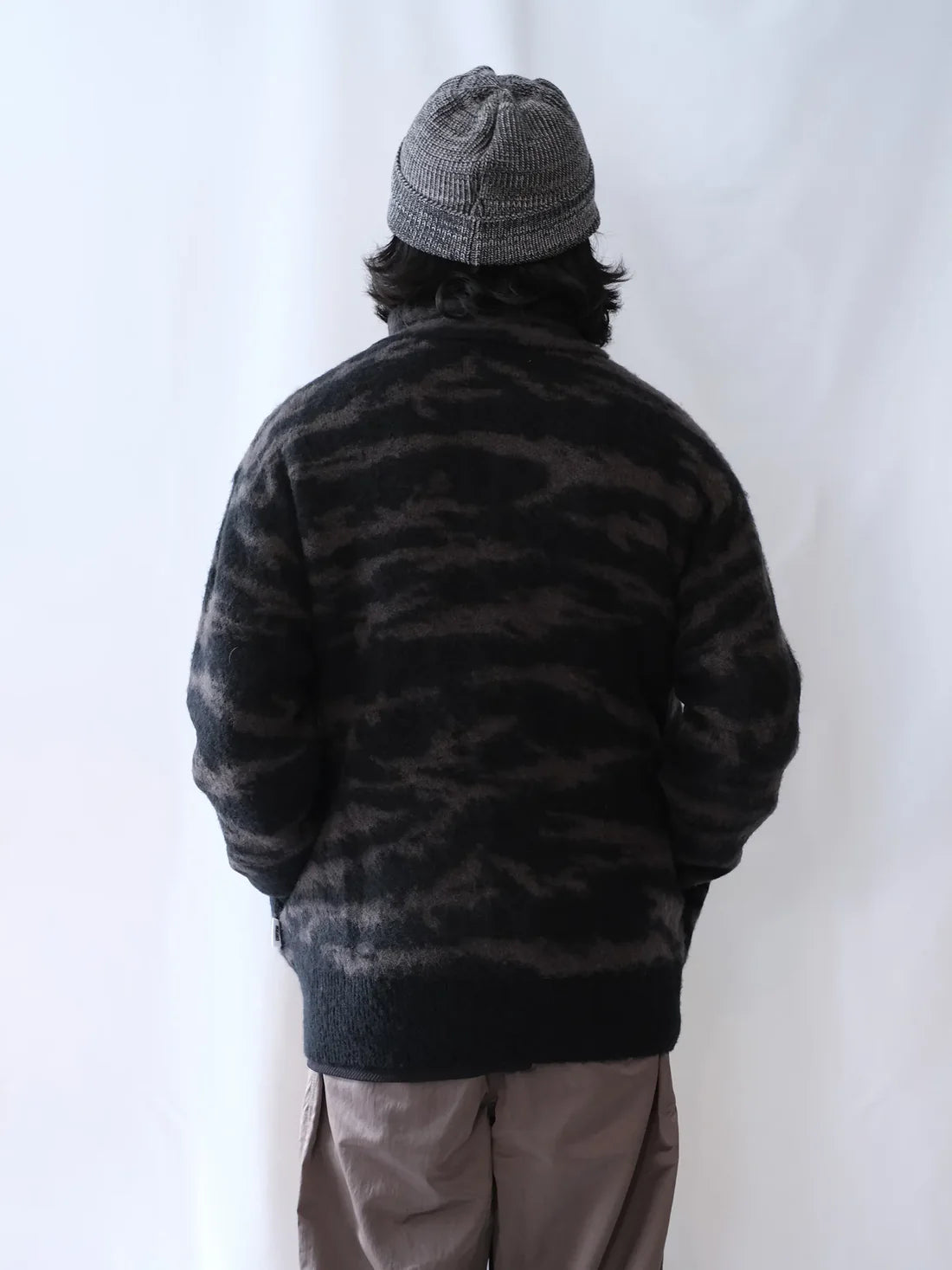 UNFRM "MOHAIR KNIT CAMO HALF ZIP PULLOVER"