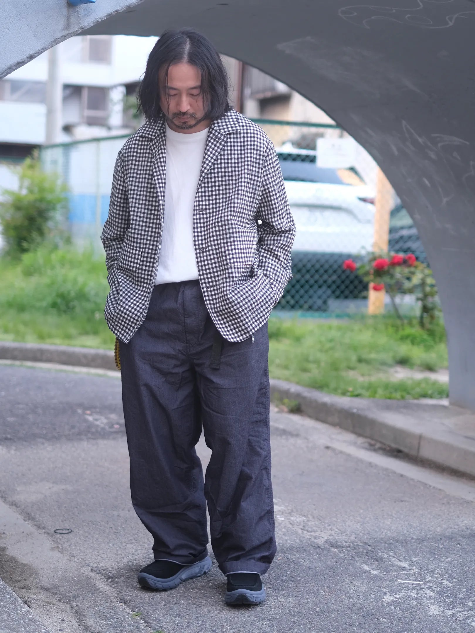 manon "GINGHAM CHECK SPINDLE JKT"