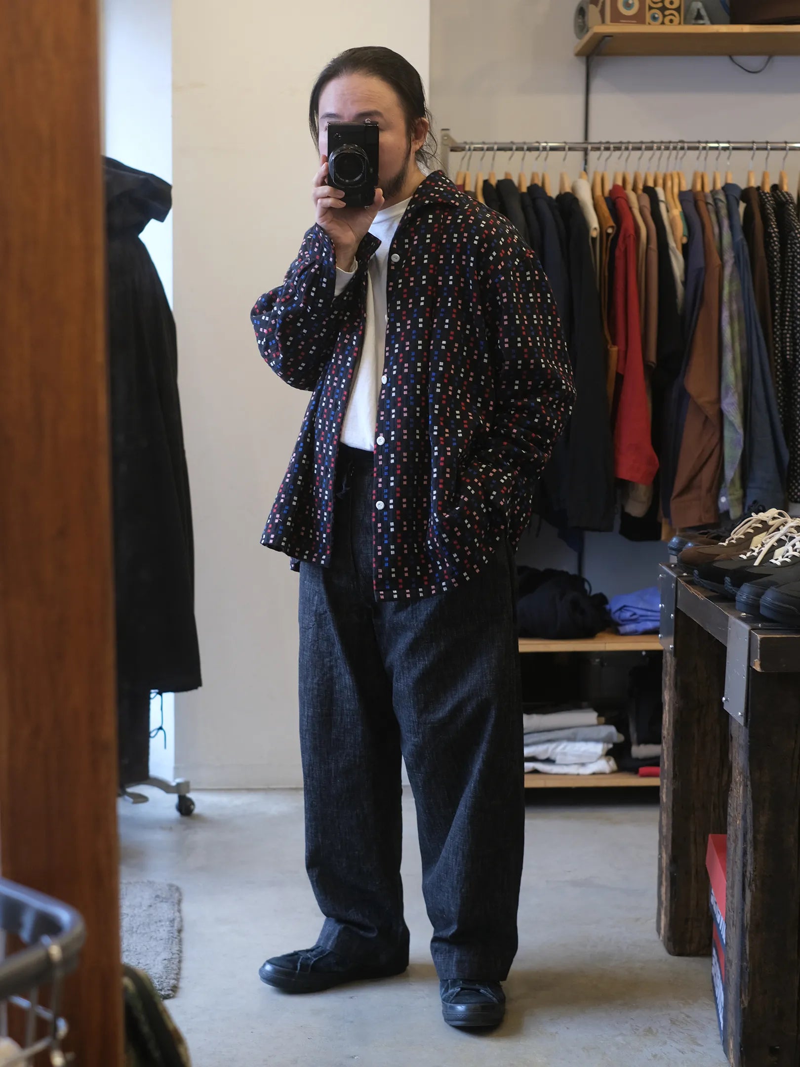 SOWBOW "蒼氓EZパンツ-WIDE-(9oz BLACK DENIM)"