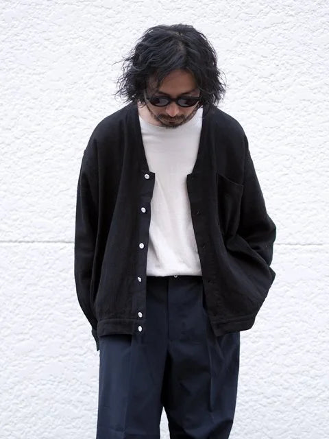 SOWBOW "蒼氓シャツ/F CARDIGAN(BLACK PANAMA)"