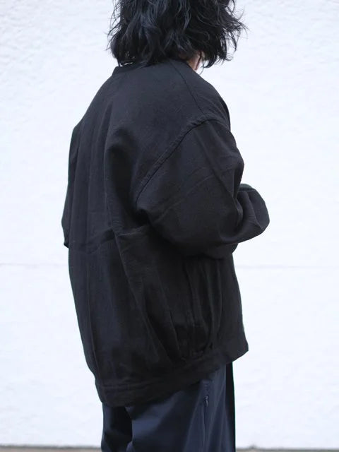 SOWBOW "蒼氓シャツ/F CARDIGAN(BLACK PANAMA)"