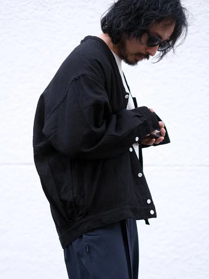 SOWBOW "蒼氓シャツ/F CARDIGAN(BLACK PANAMA)"