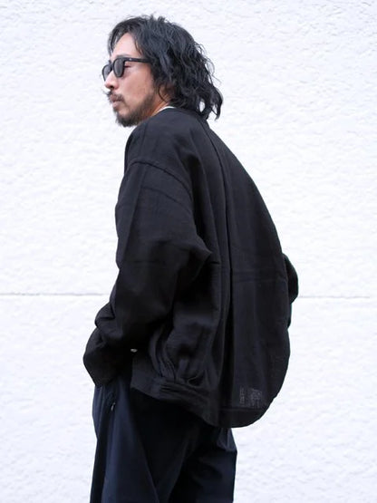 SOWBOW "蒼氓シャツ/F CARDIGAN(BLACK PANAMA)"