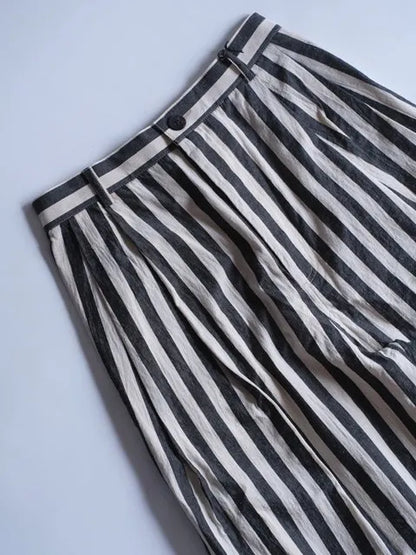 manon "STRIPE TWO TUCK WIDE PANTS(3colors)"