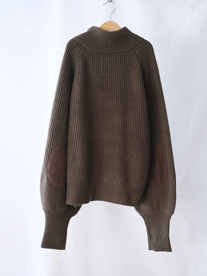 Kha:ki "HALF ZIP MIL KNIT TOP"