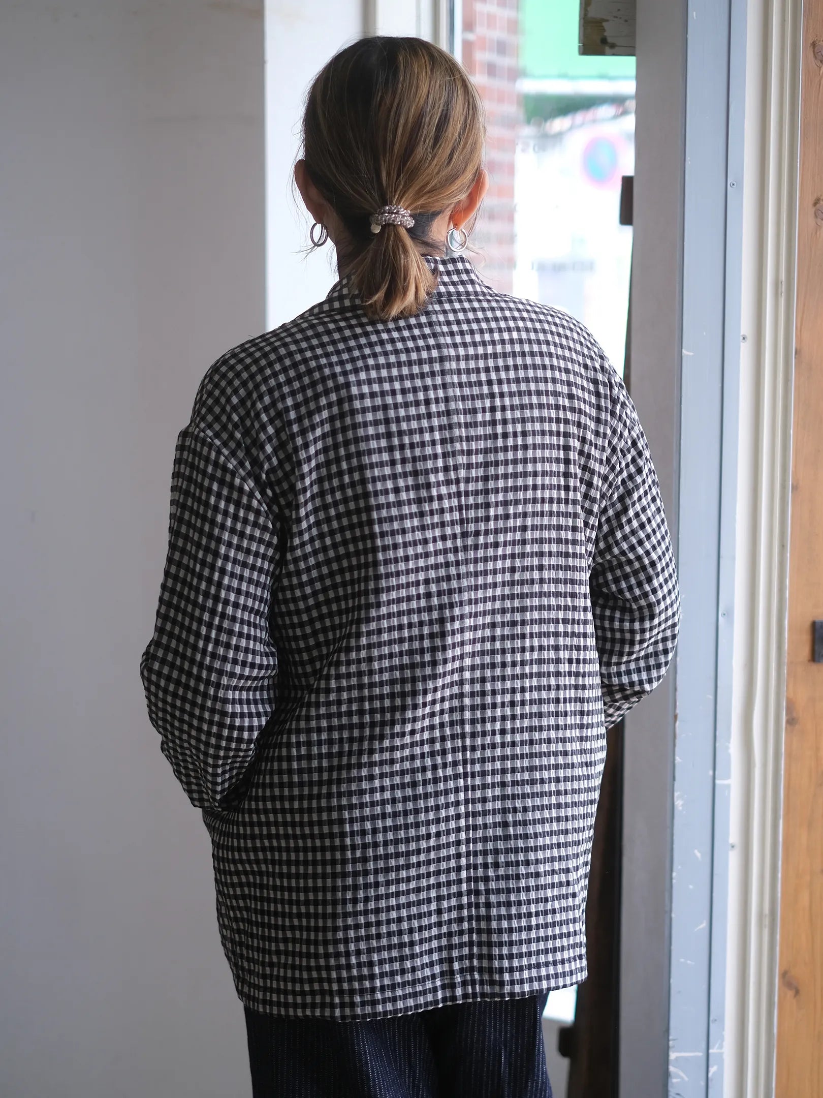 manon "GINGHAM CHECK SPINDLE JKT"
