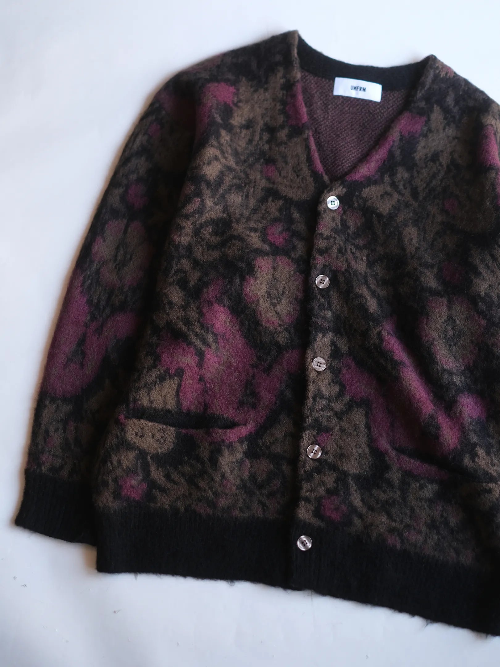 UNFRM "MOHAIR KNIT VINTAGE FLOWER CAMO CARDIGAN"