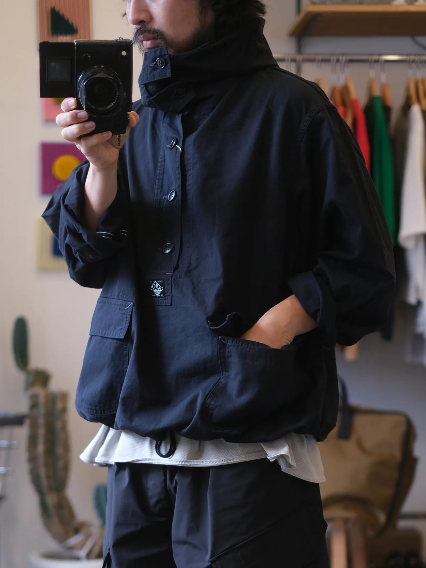 POST O'ALLS "#1105-VTC NAVY Parka : vintage twill charcoal"