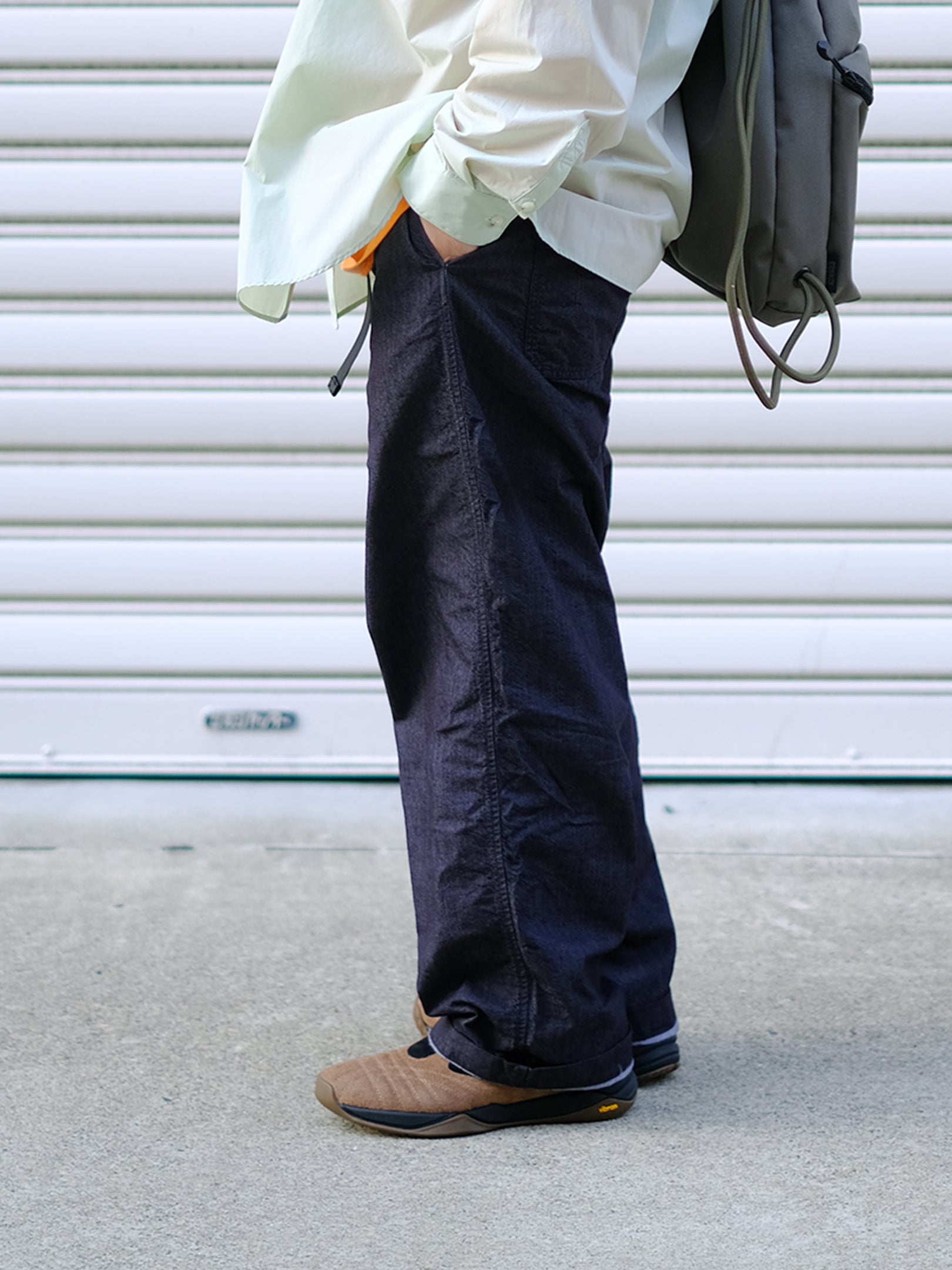 panio  "NYLON DENIM EASY PANTS"