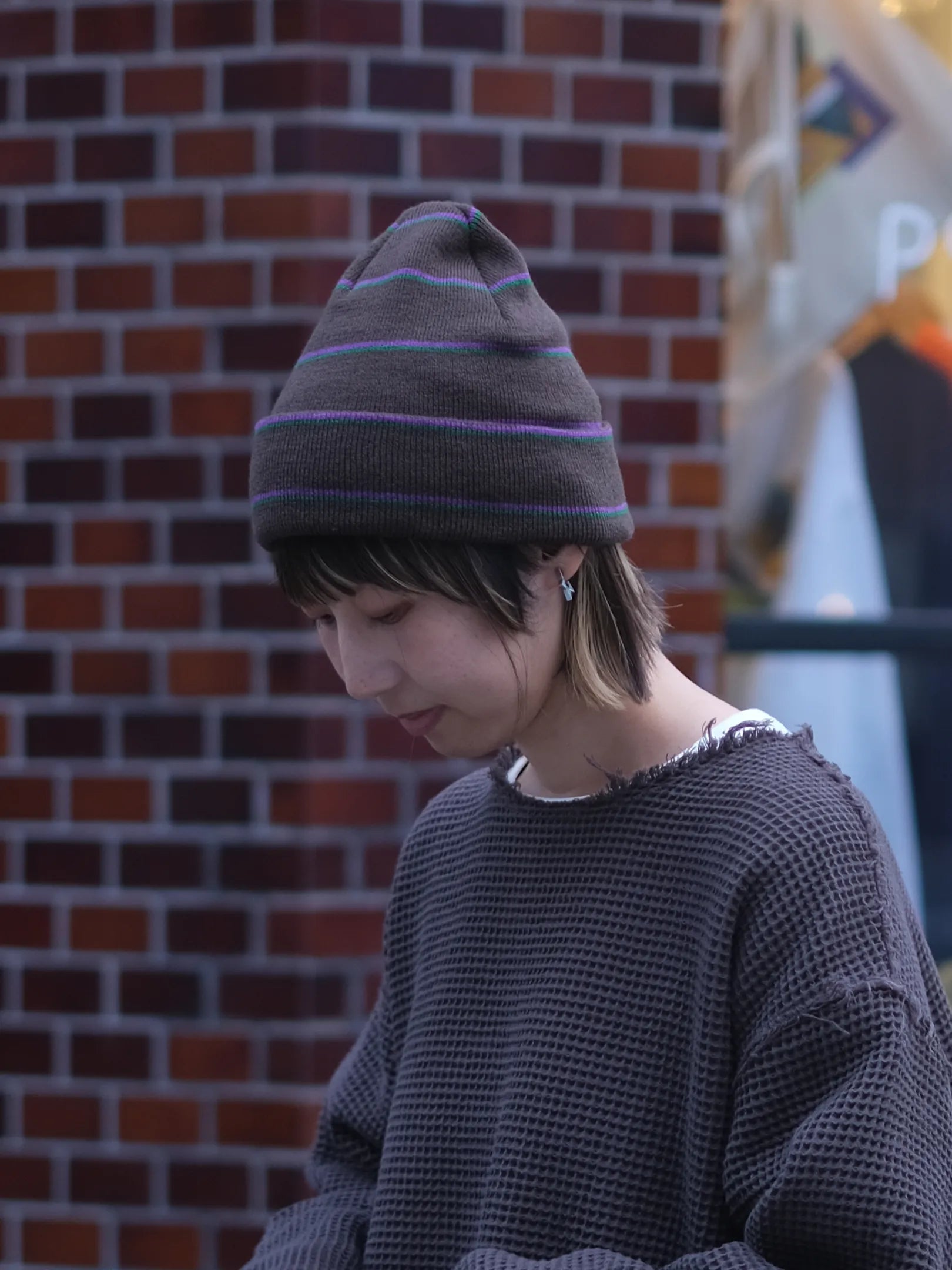 wonderland  "Striped Knit Hat(2colors)"