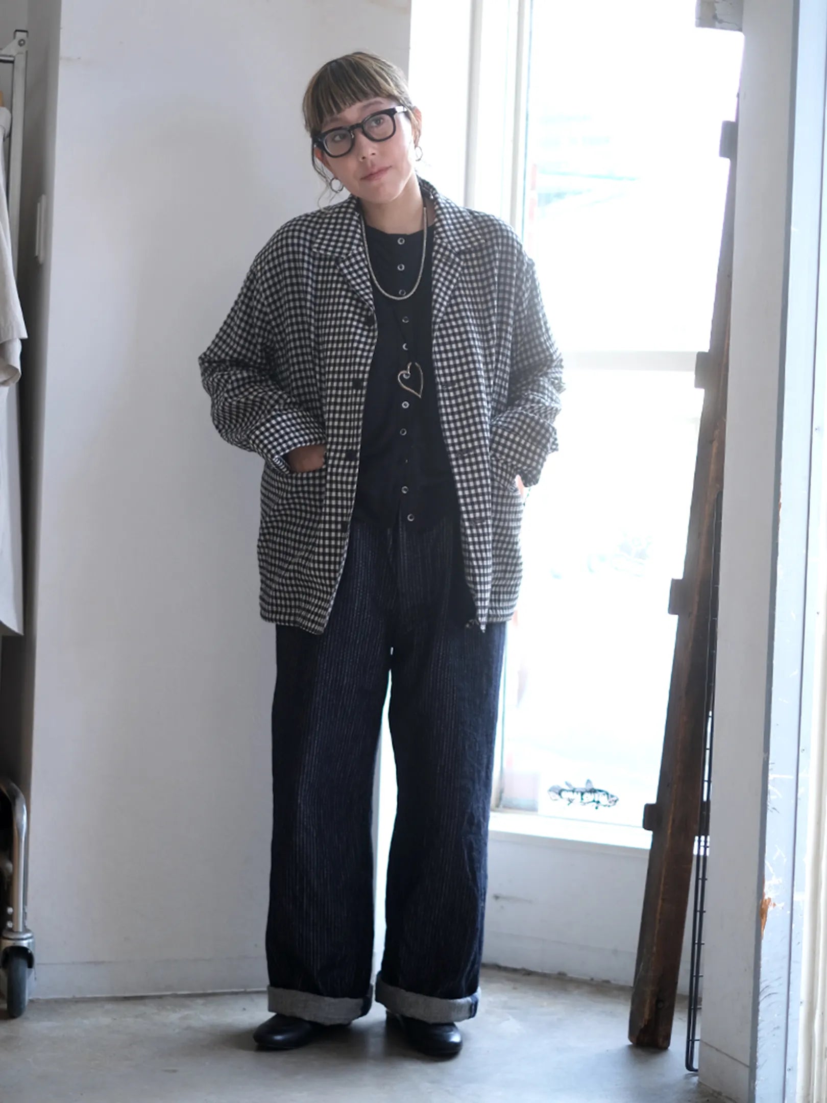 manon "GINGHAM CHECK SPINDLE JKT"