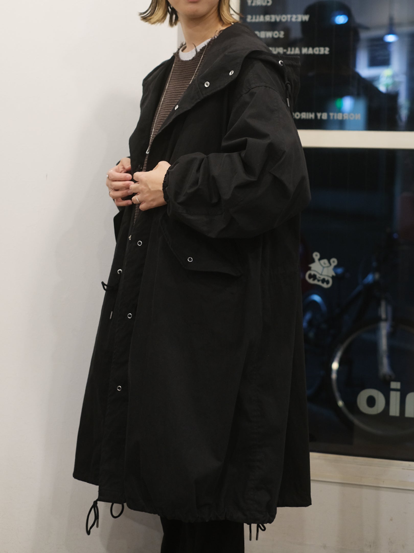 manon "COTTON NYLON HOODCOAT"