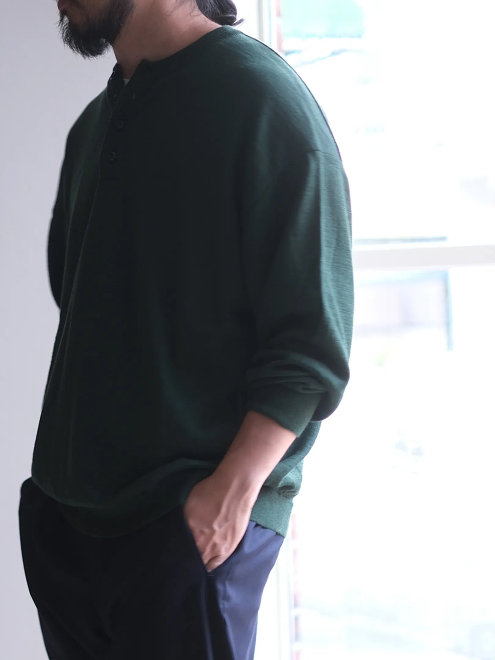 maillot mature "Boundary Henley Sweater(2colors)"