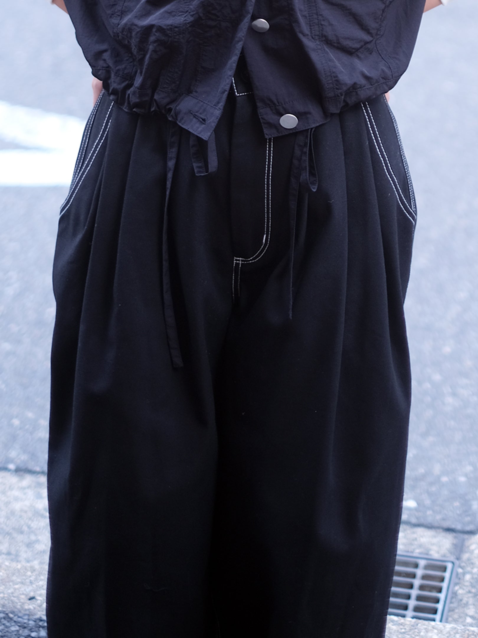 manon "VINTAGE SERGE THREE TUCK WIDE PANTS"