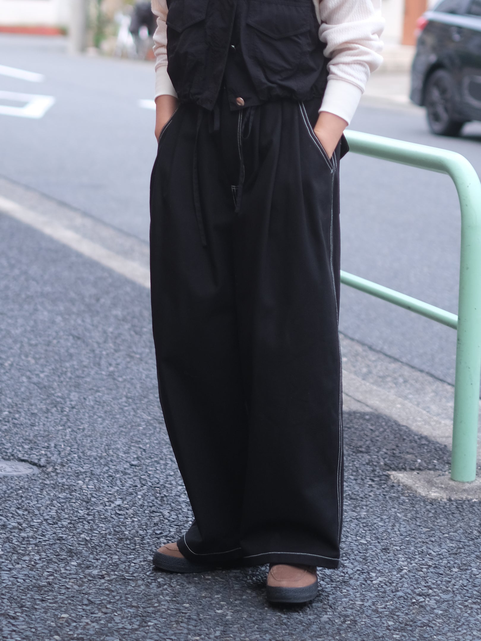 manon "VINTAGE SERGE THREE TUCK WIDE PANTS"