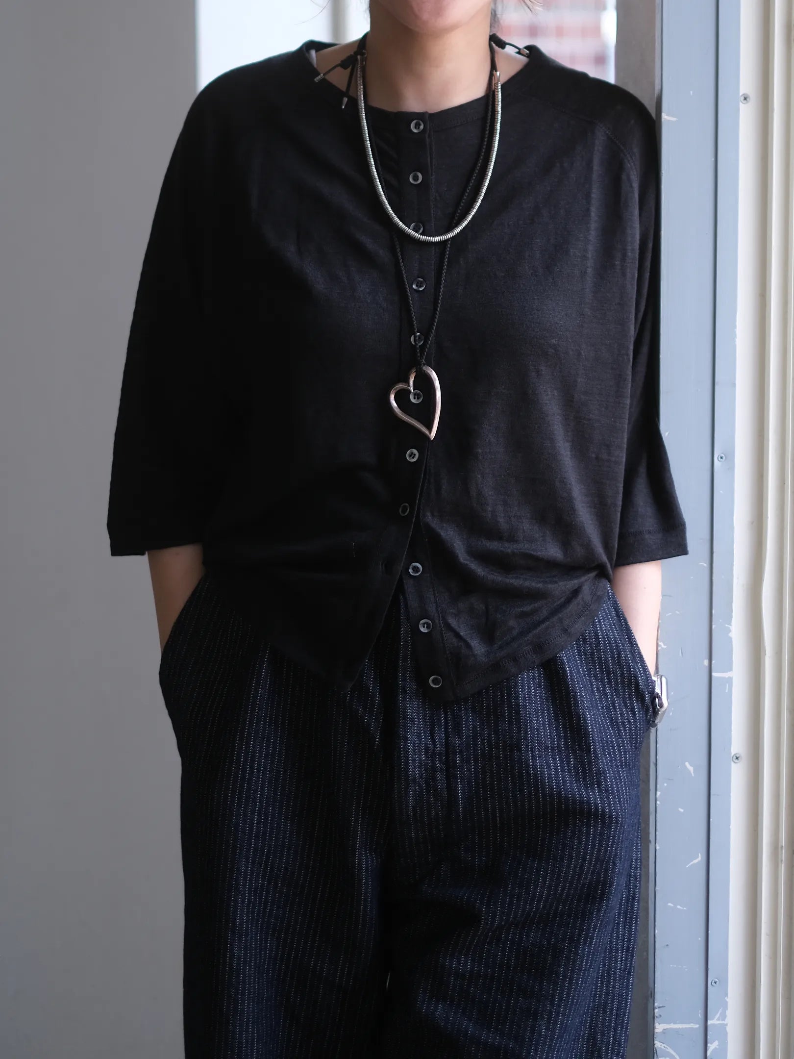 Kha:ki "LINEN 11B CARDIGAN"