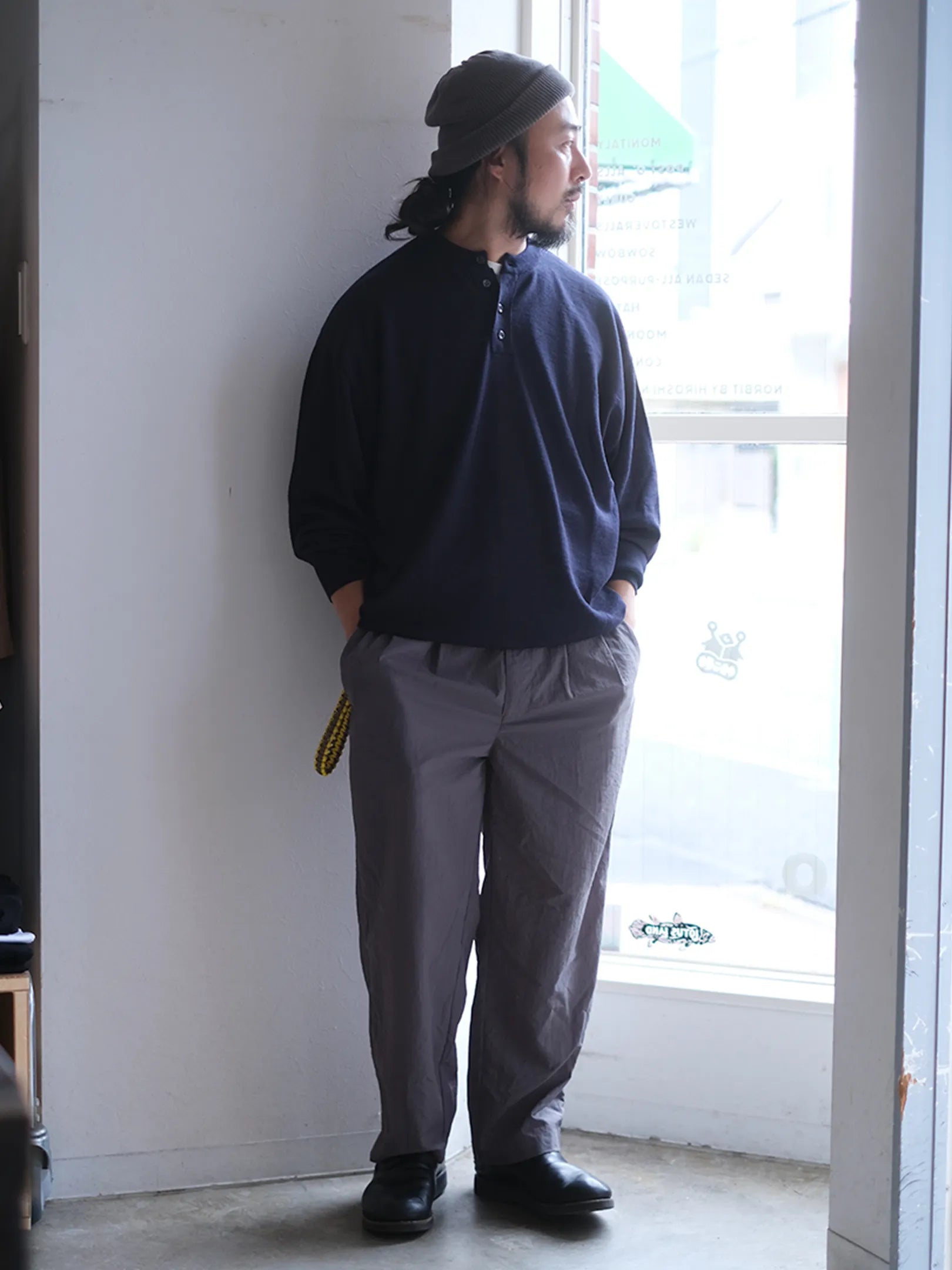 maillot mature "Boundary Henley Sweater(2colors)"