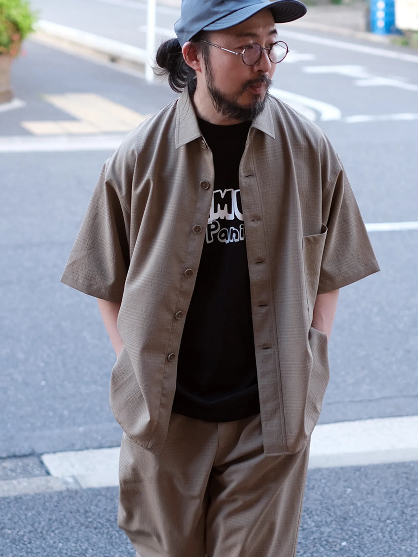 maillot  "shadow  check s/s big shirt(2colors)"