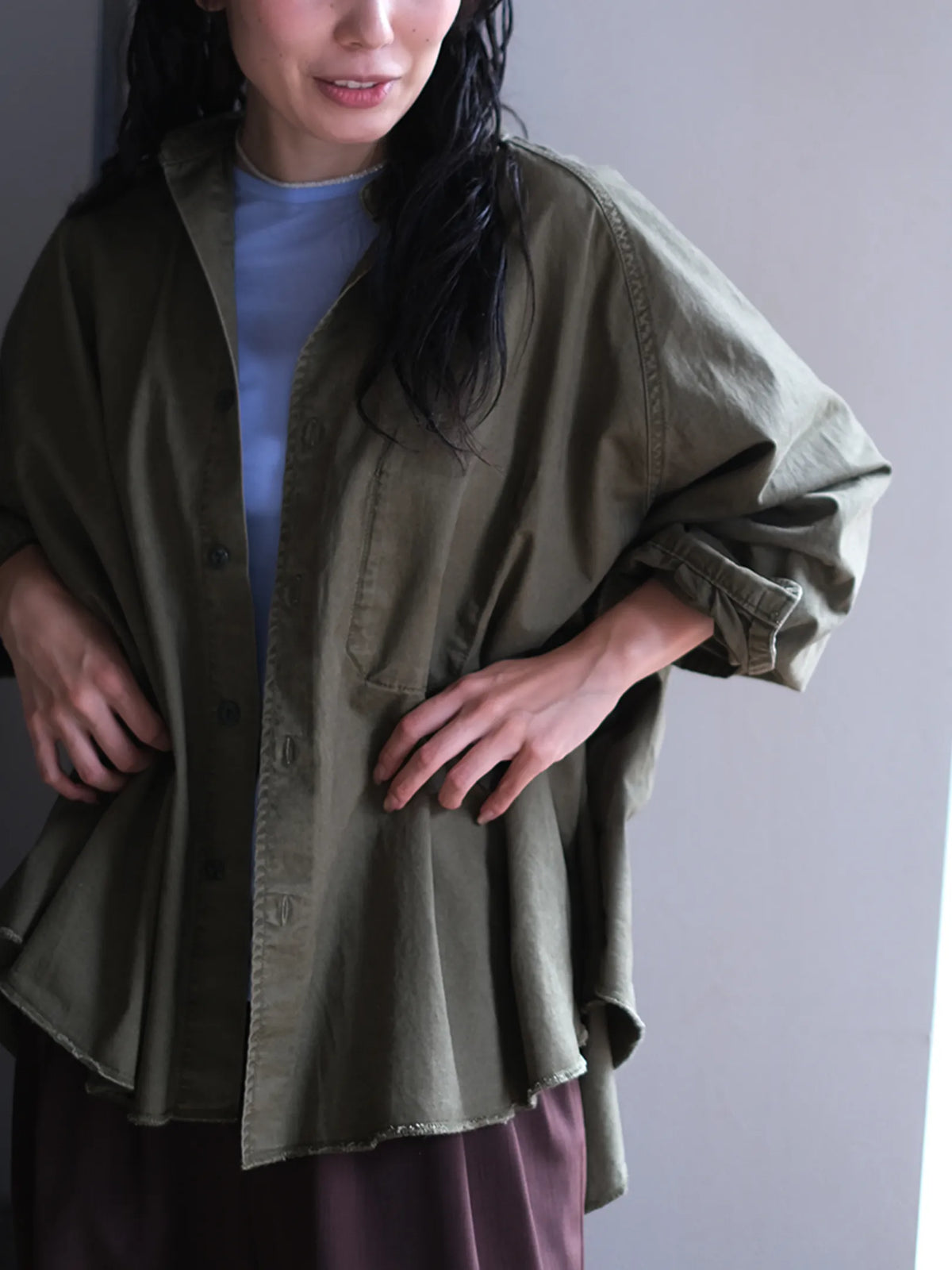 Kha:ki "TENT LINE FATIGUE SHIRT(2colors)"