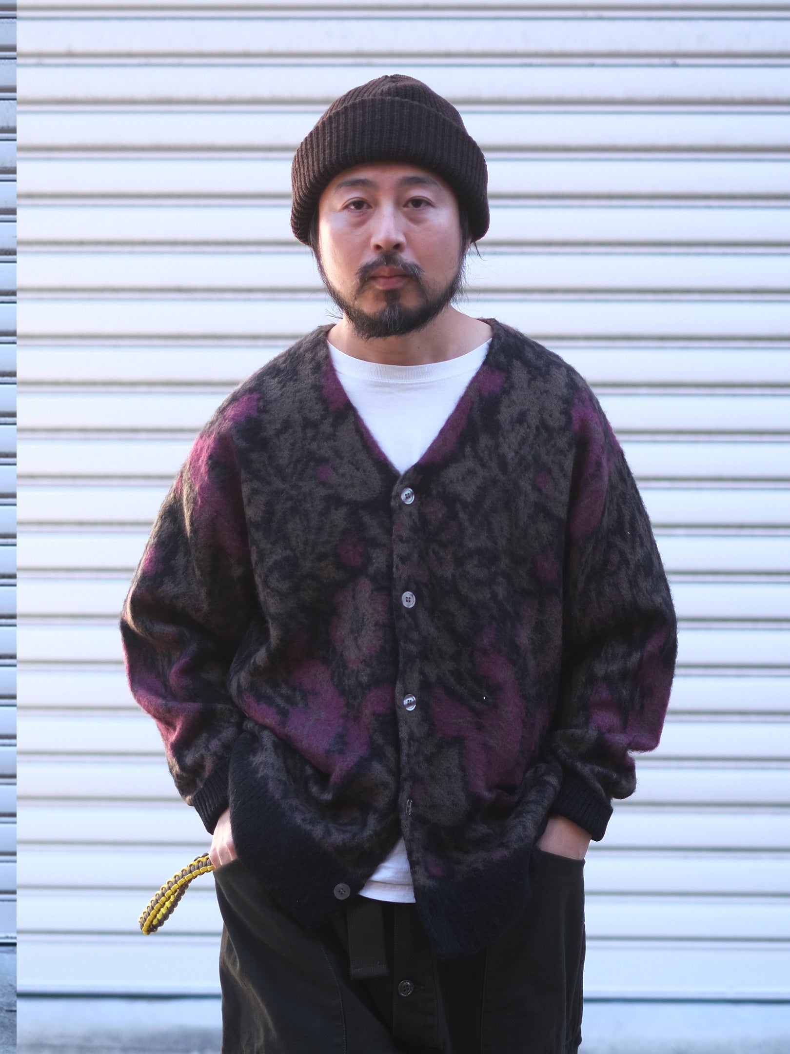 UNFRM "MOHAIR KNIT VINTAGE FLOWER CAMO CARDIGAN"