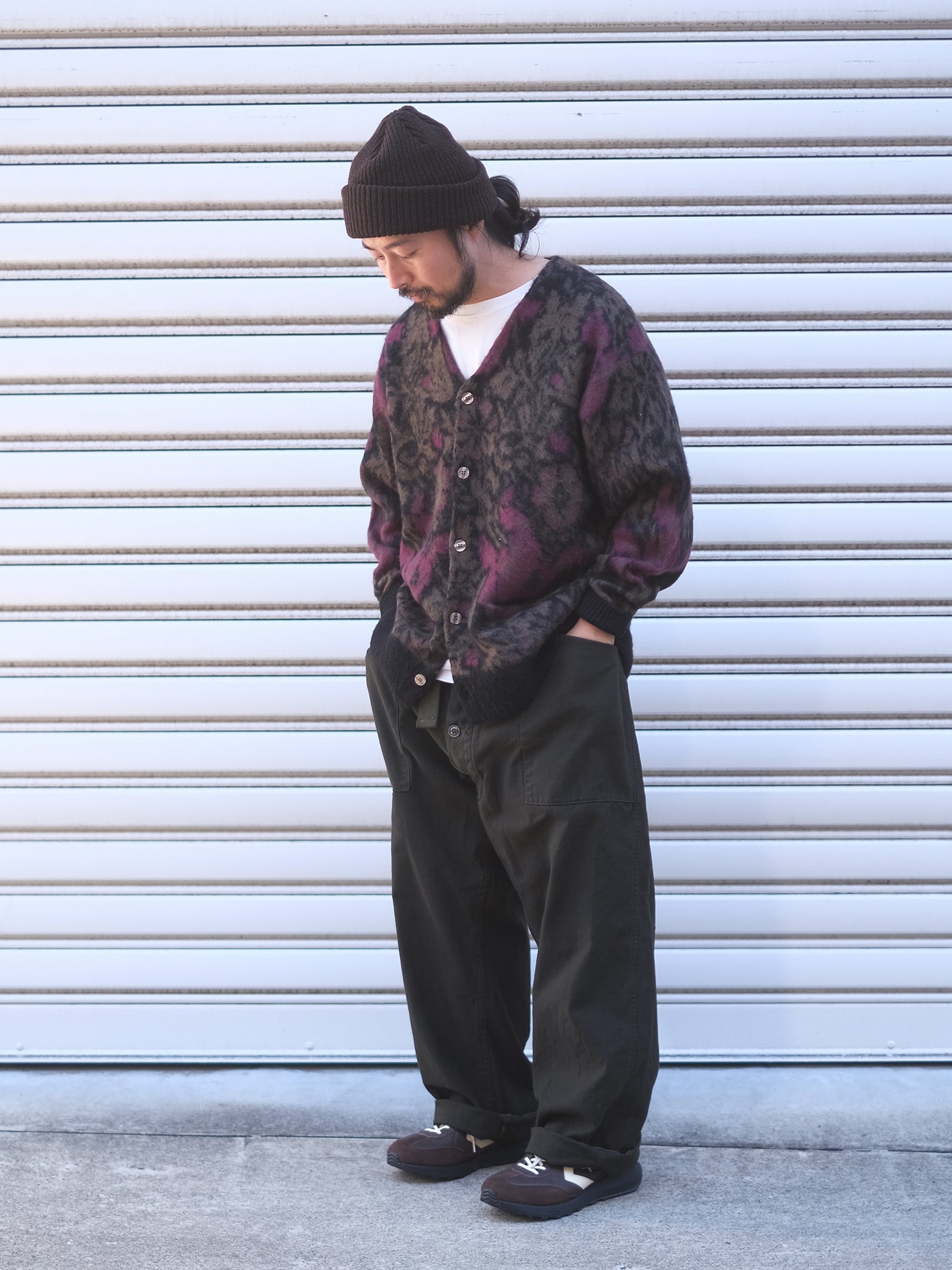 UNFRM "MOHAIR KNIT VINTAGE FLOWER CAMO CARDIGAN"