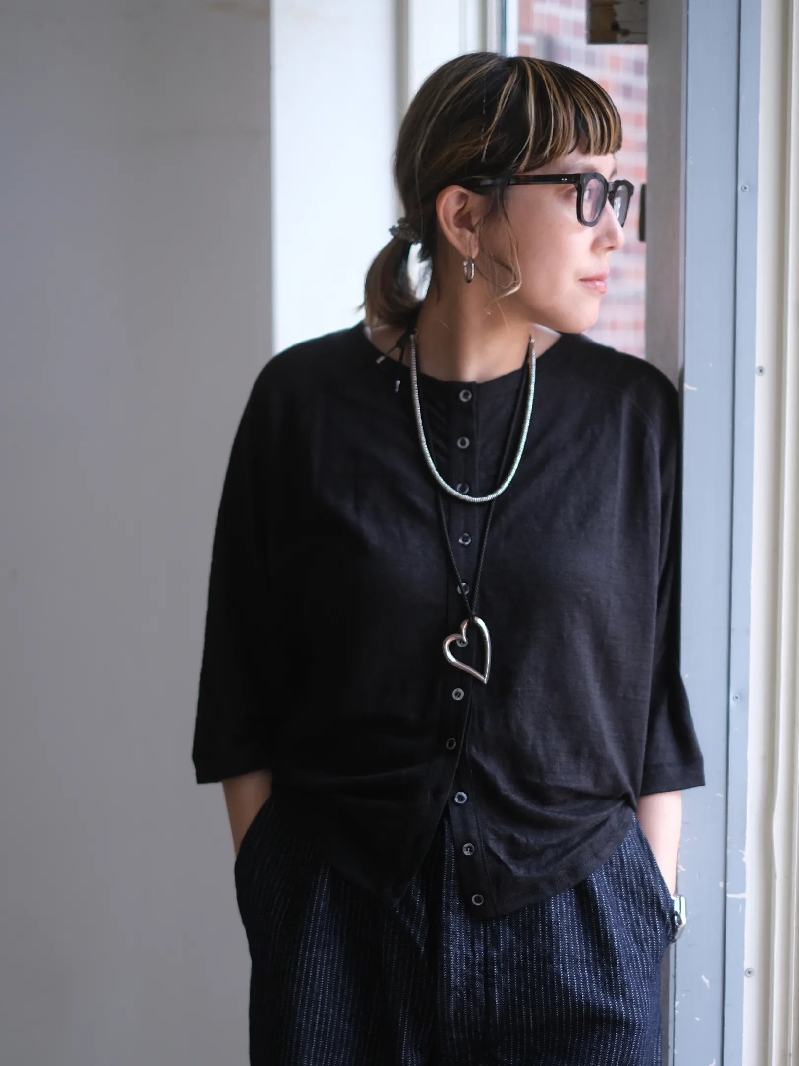 Kha:ki "LINEN 11B CARDIGAN"