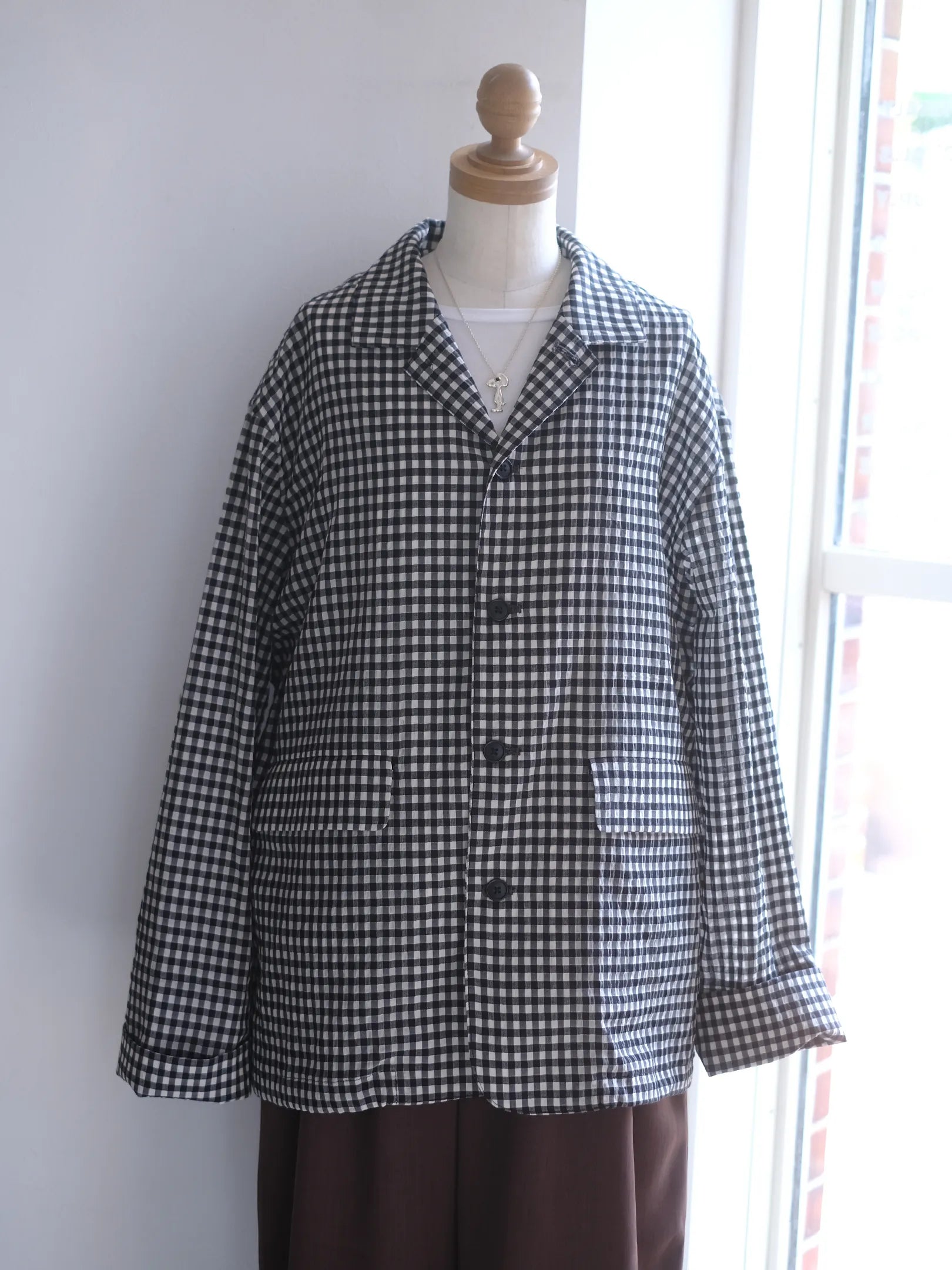 manon "GINGHAM CHECK SPINDLE JKT"