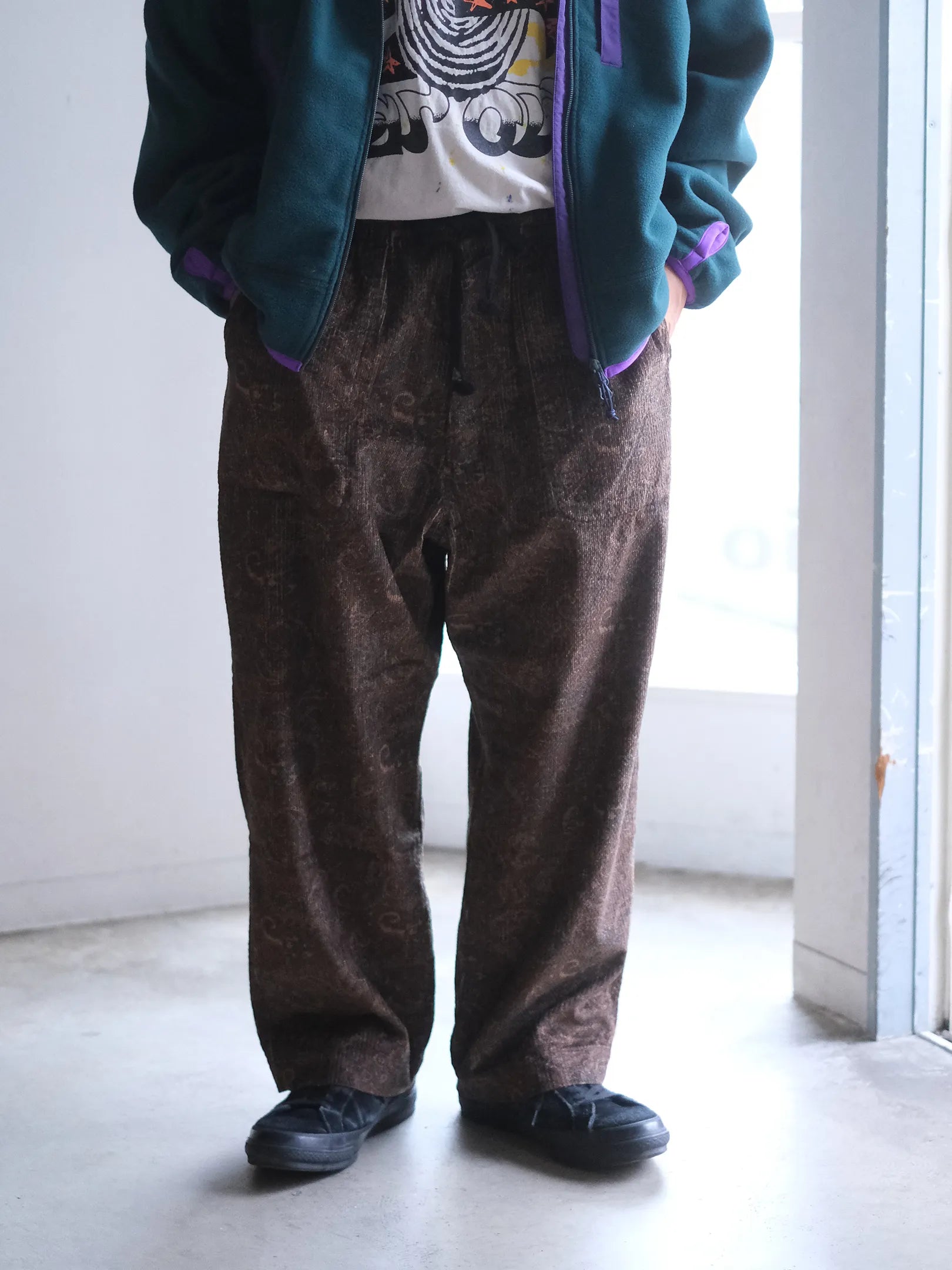 SOWBOW "蒼氓EZパンツ-WIDE-(PAISLEY CORD BROWN)"