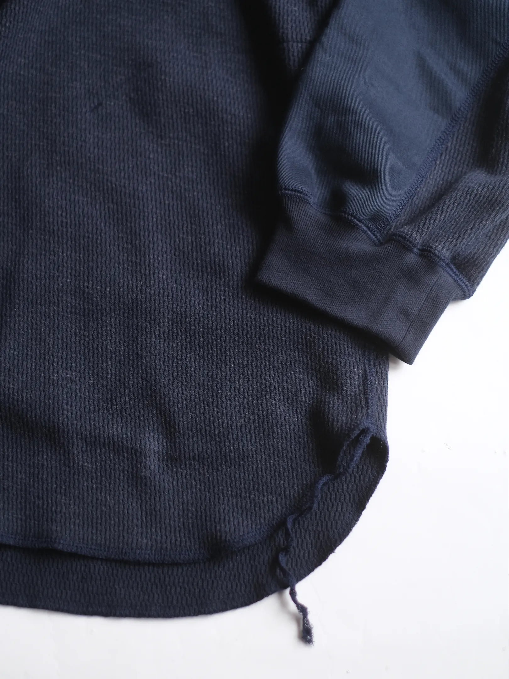 norbit by Hiroshi Nozawa "Wool cotton waffle Henley neck T-shirts(NAVY)"