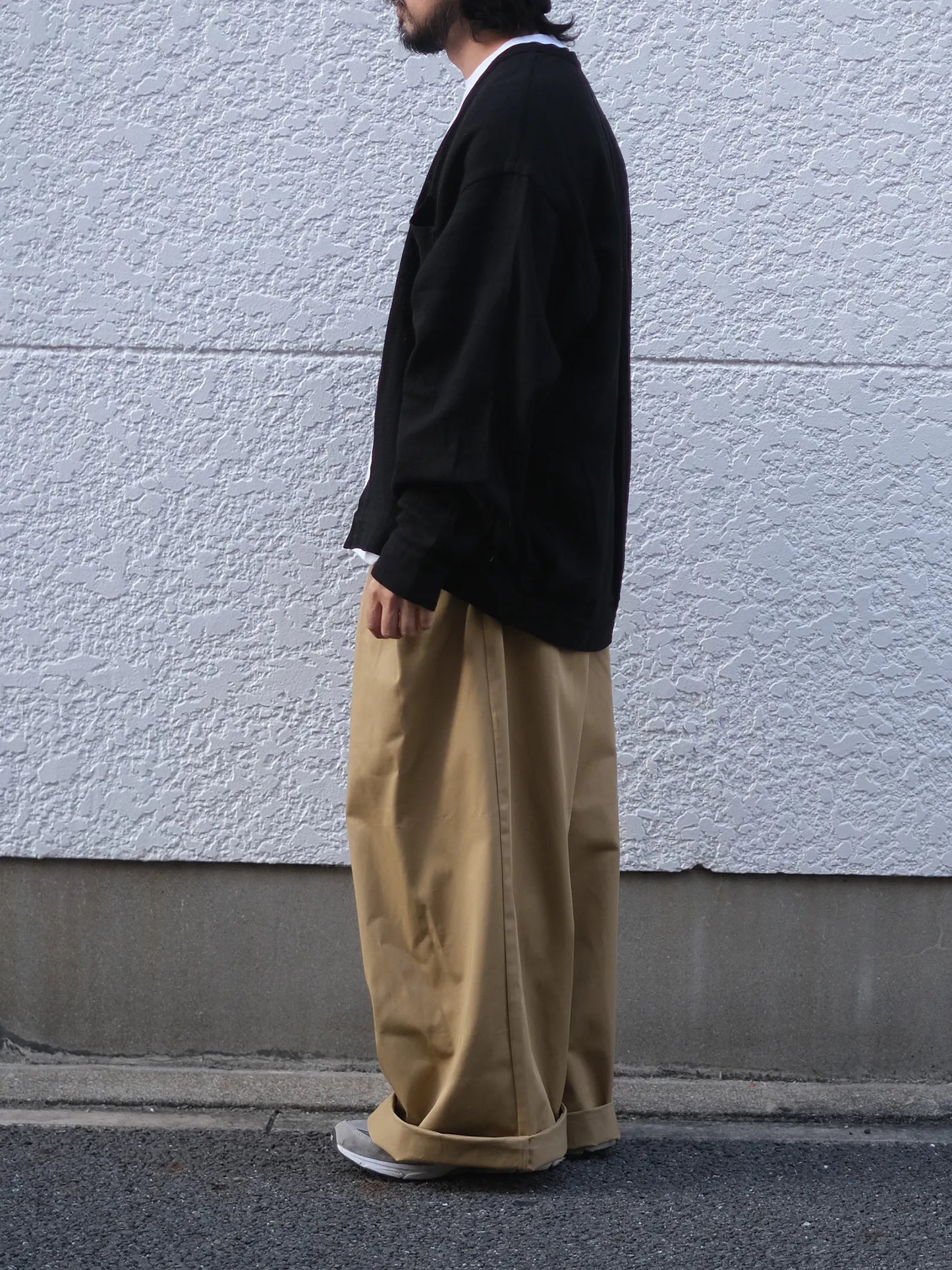 SOWBOW "蒼氓シャツ/F CARDIGAN(BLACK PANAMA)"