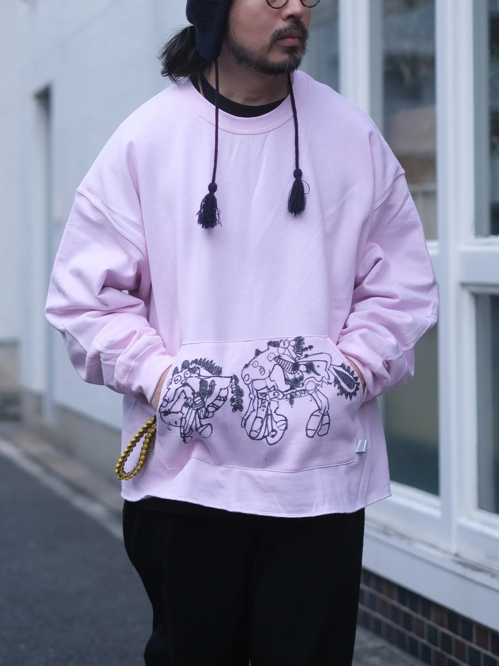 SFRN×Panio   GILDAN CUSTOM FRONT POCKET CREW SWEAT (Lt.PINK)