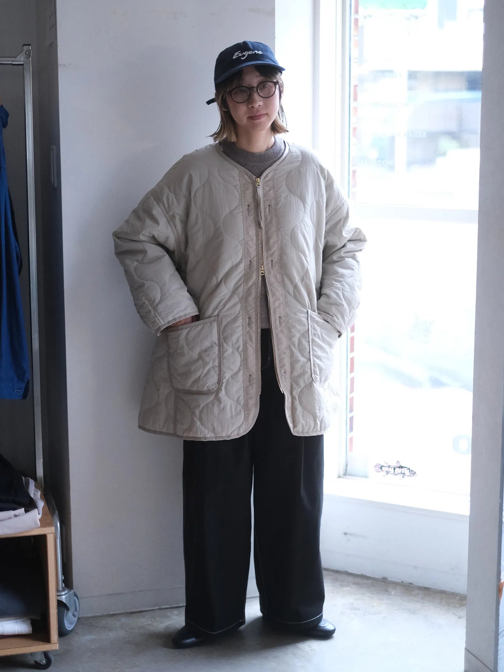 Kha:ki "MIL QUILT ZIP UP JACKET"