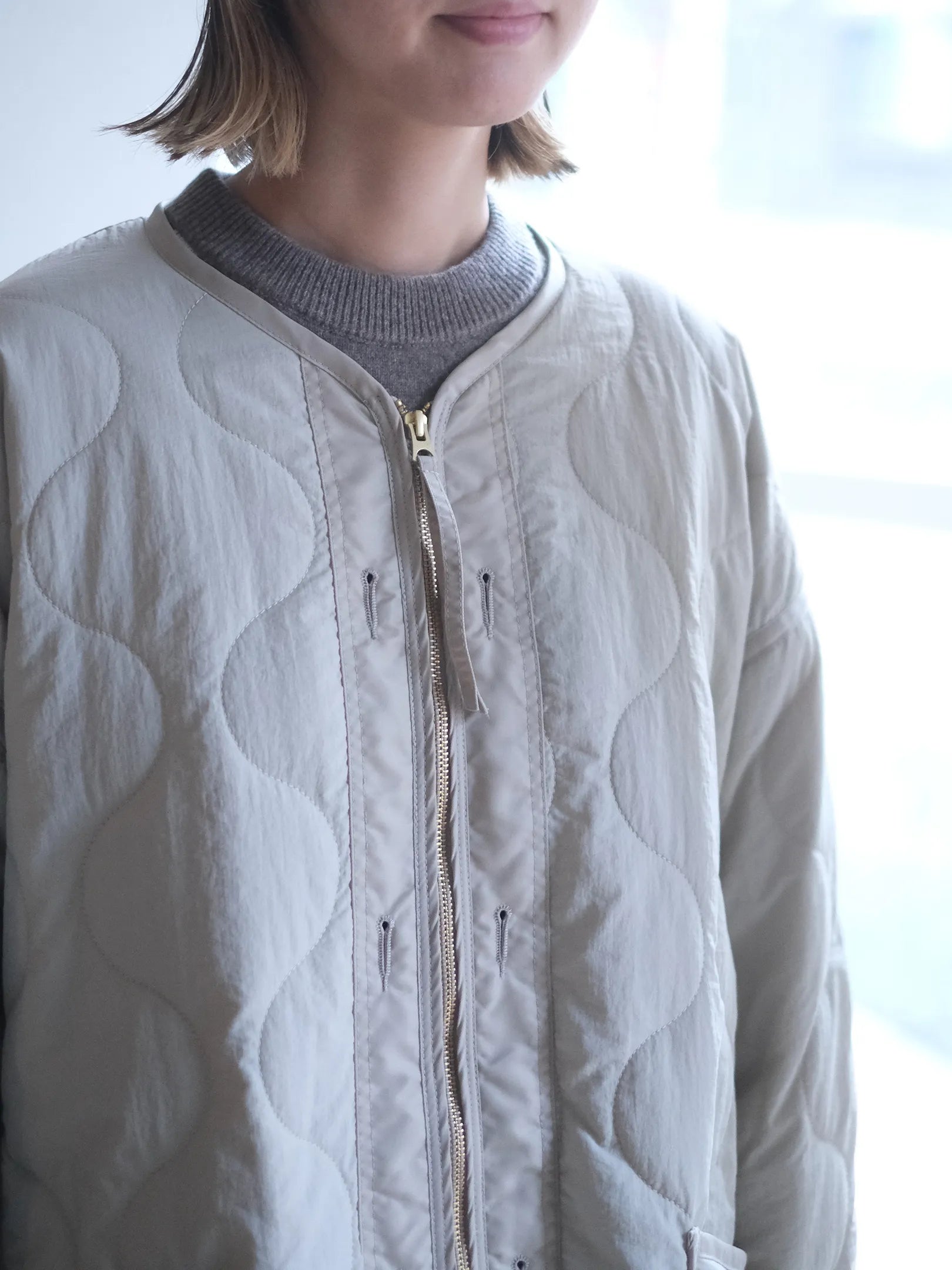 Kha:ki "MIL QUILT ZIP UP JACKET"