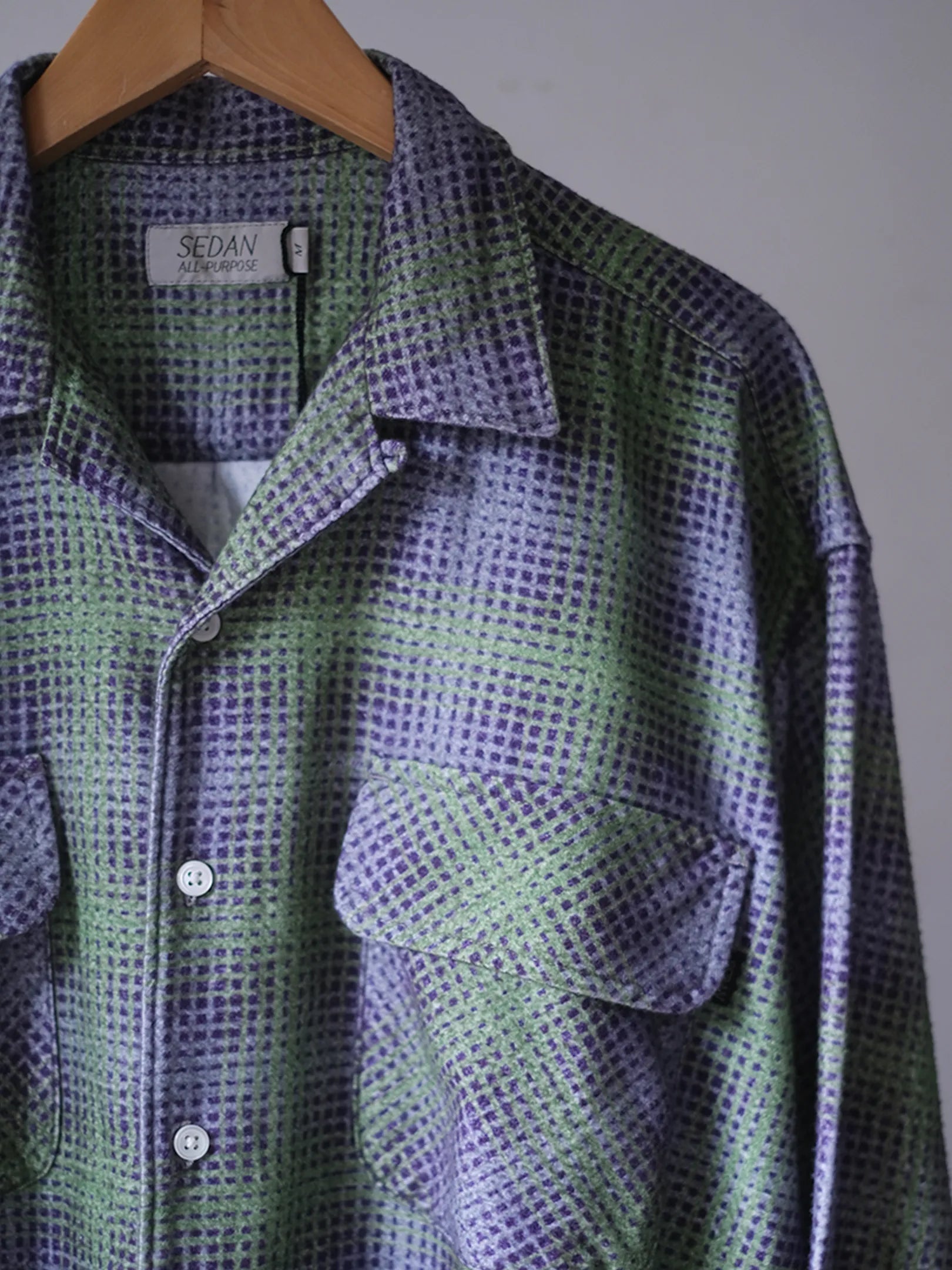 SEDAN ALL-PURPOSE "Printed Plaid Flannel Open Collar Shirt"